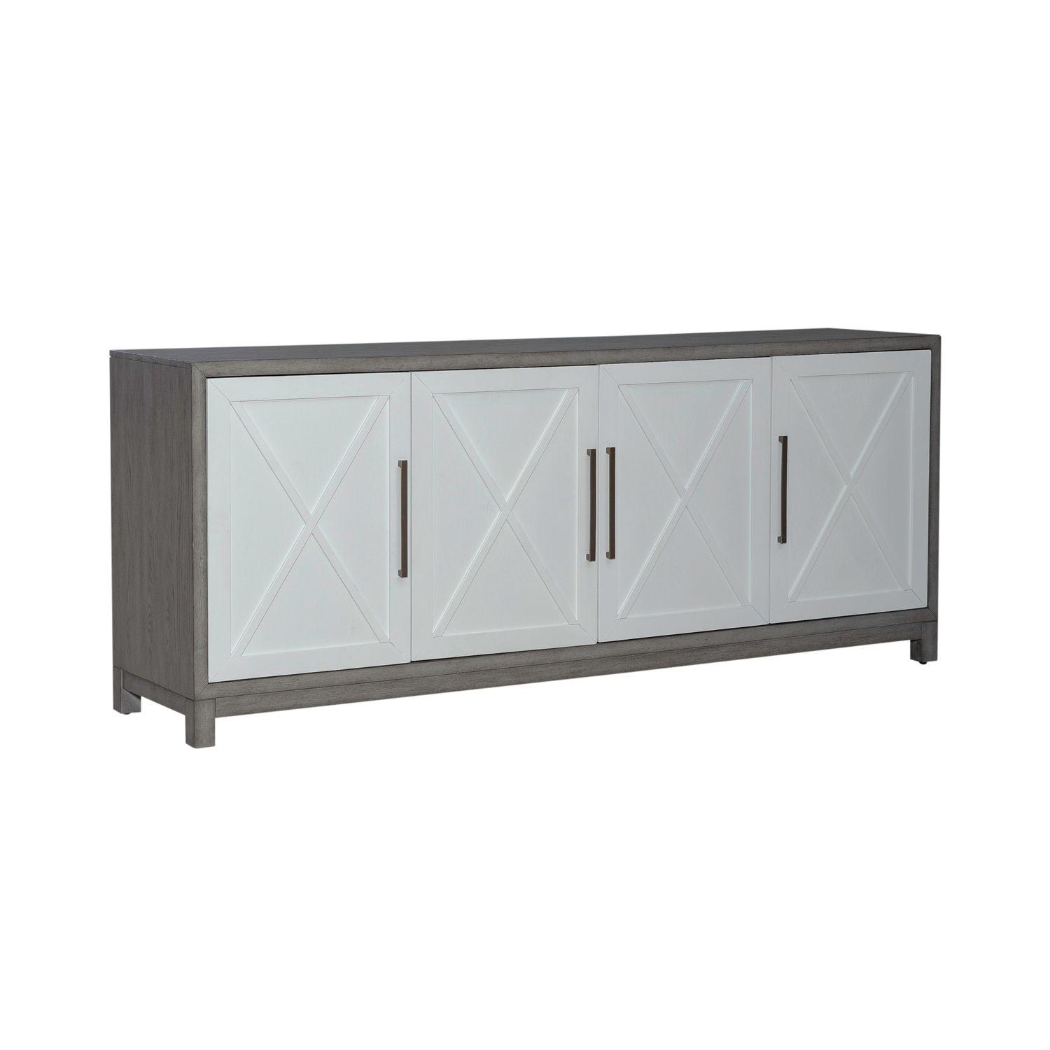 Contemporary Tv Console Palmetto Heights (499-ENT) 499-TV78 in White, Gray 