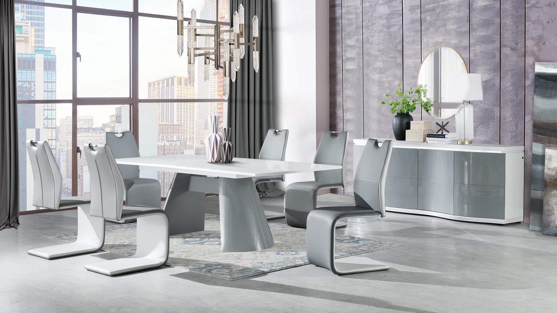 

    
BEVERLY HILLS-DT Gray & White Extension Tempered Glass Top Dining Table BEVERLY HILLS Global USA
