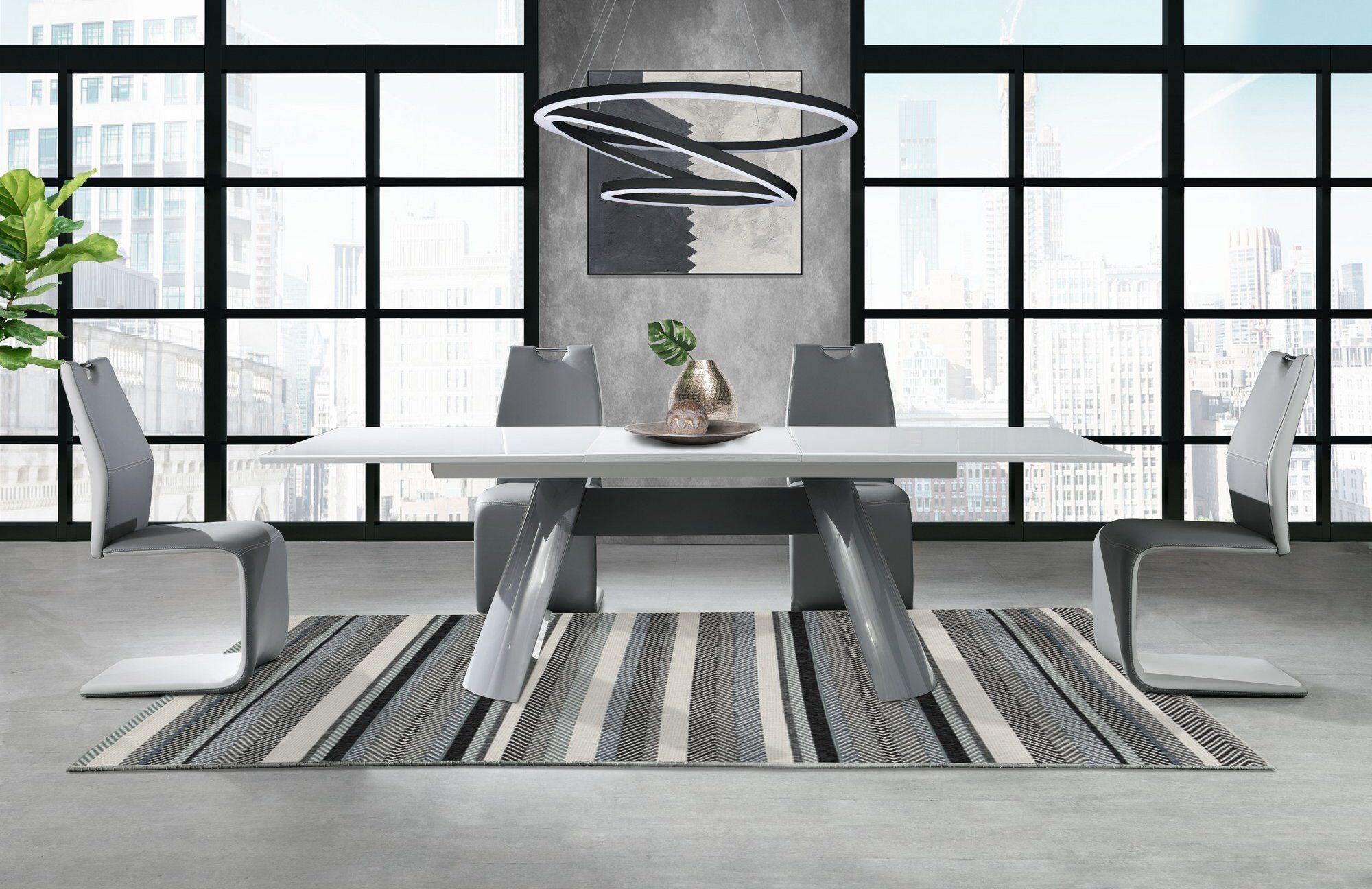 

    
 Order  Gray & White Extension Tempered Glass Top Dining Table BEVERLY HILLS Global USA
