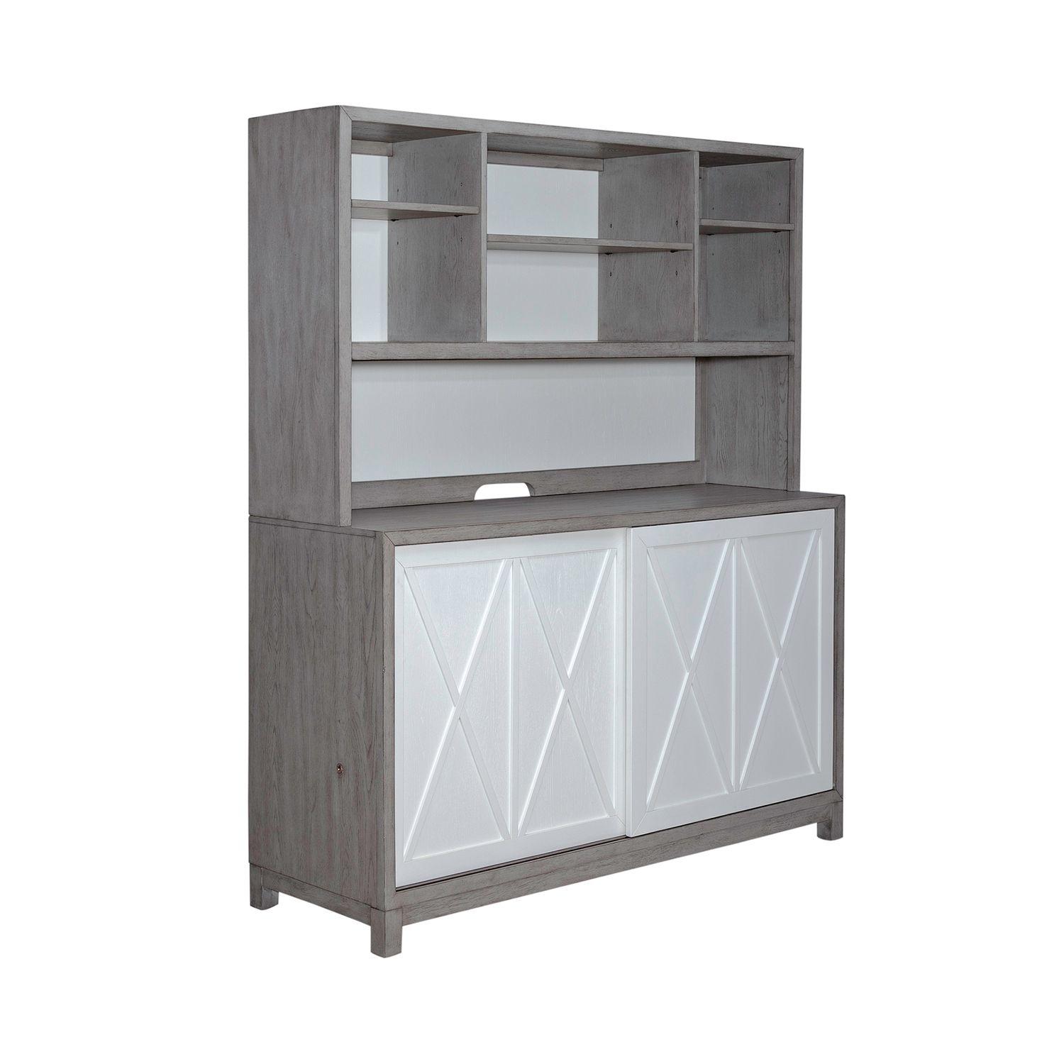 Contemporary Buffet and Hutch Palmetto Heights (499-DR) 499-DR-SH in White, Gray 