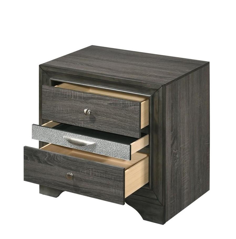 

    
Gray Wood 3 Drawers Night Stand Contemporary Naima 25973 Acme
