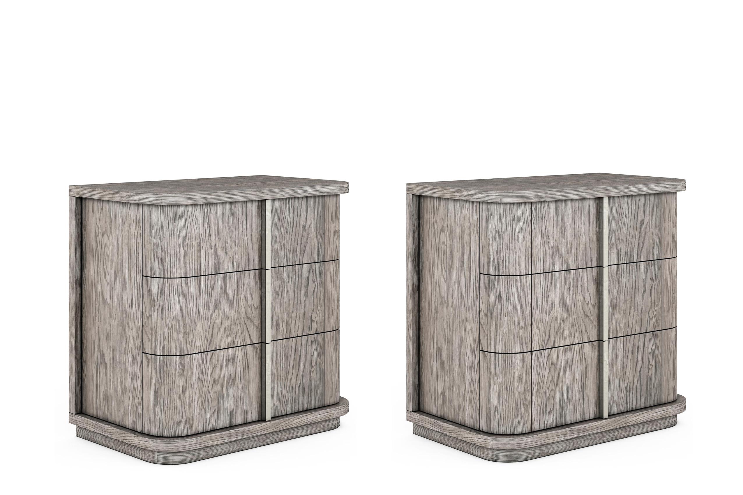 

    
Gray Wood 3 Drawers Nightstand Set 2Pcs by A.R.T. Furniture Vault
