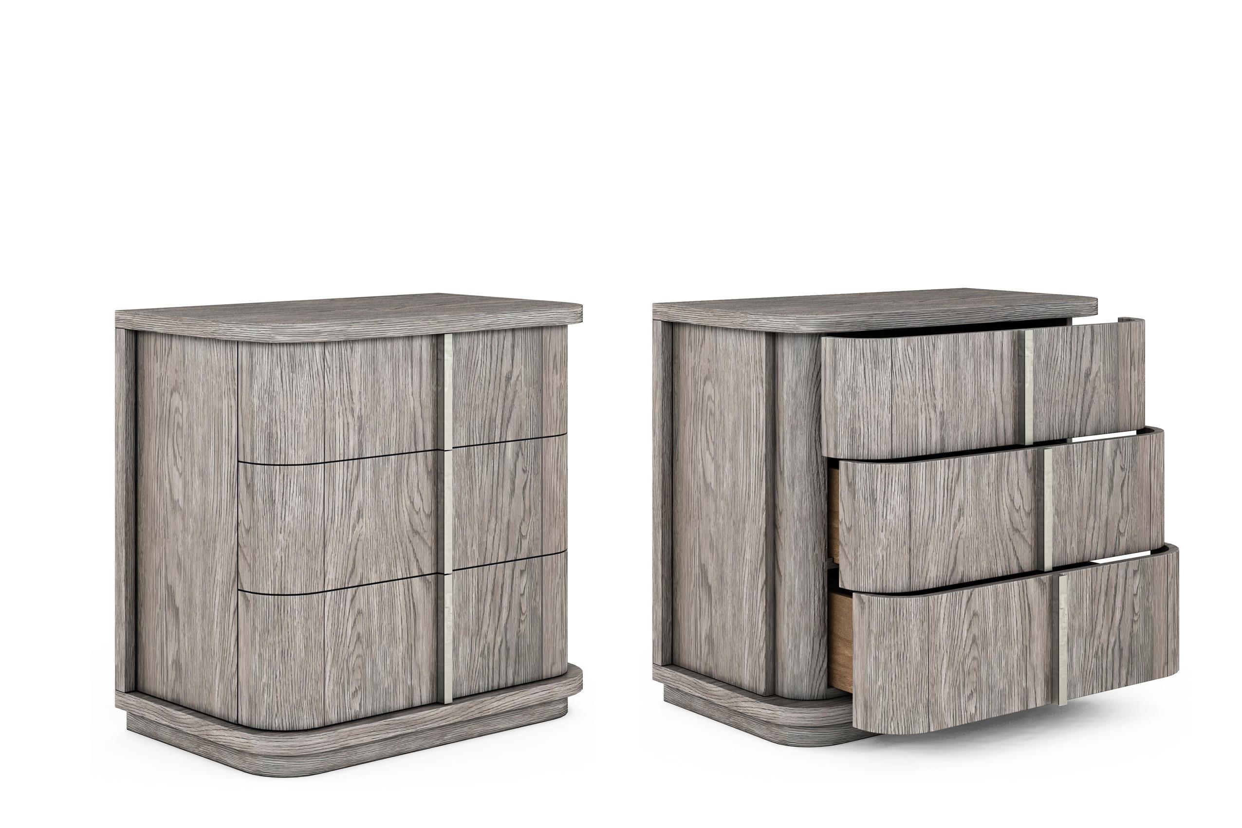 

    
Gray Wood 3 Drawers Nightstand Set 2Pcs by A.R.T. Furniture Vault
