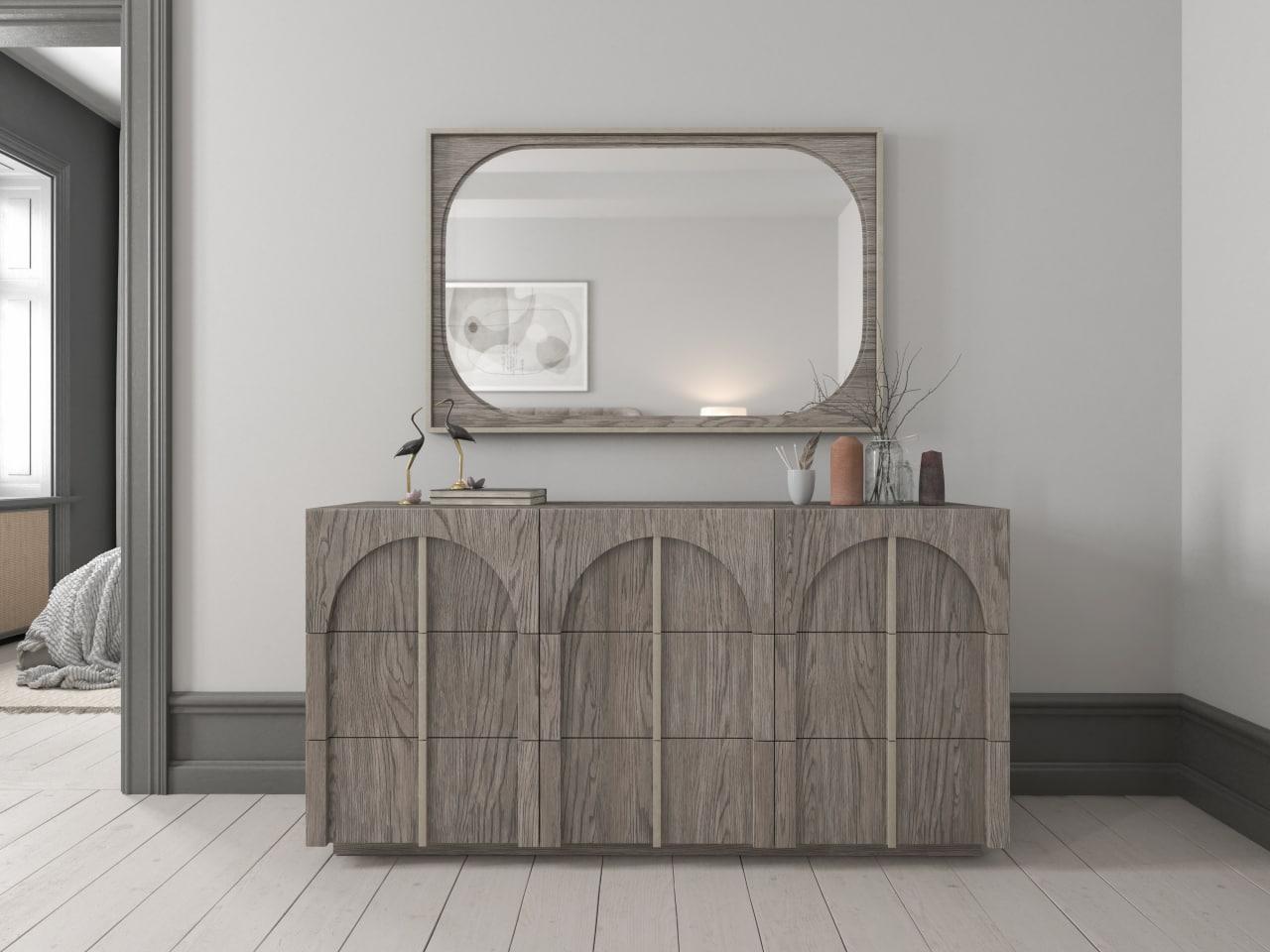 Modern, Casual Dresser With Mirror Vault 285131-2354-2pcs in Gray 
