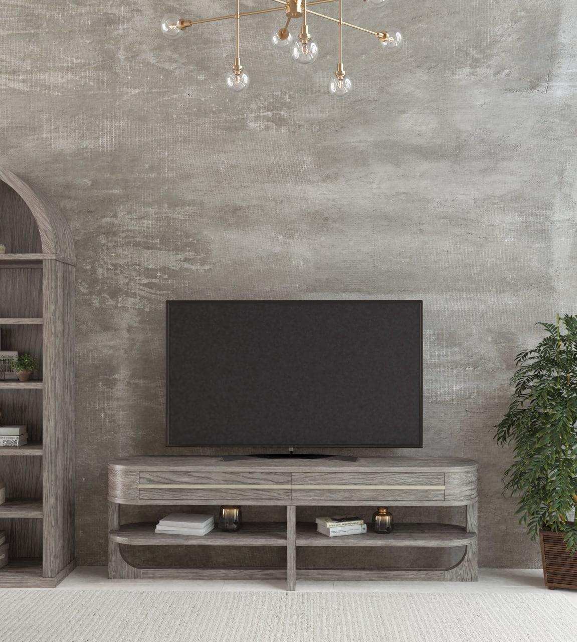 

    
 Photo  Gray Wood Living Room Entertainment Console by A.R.T. Furniture Vault
