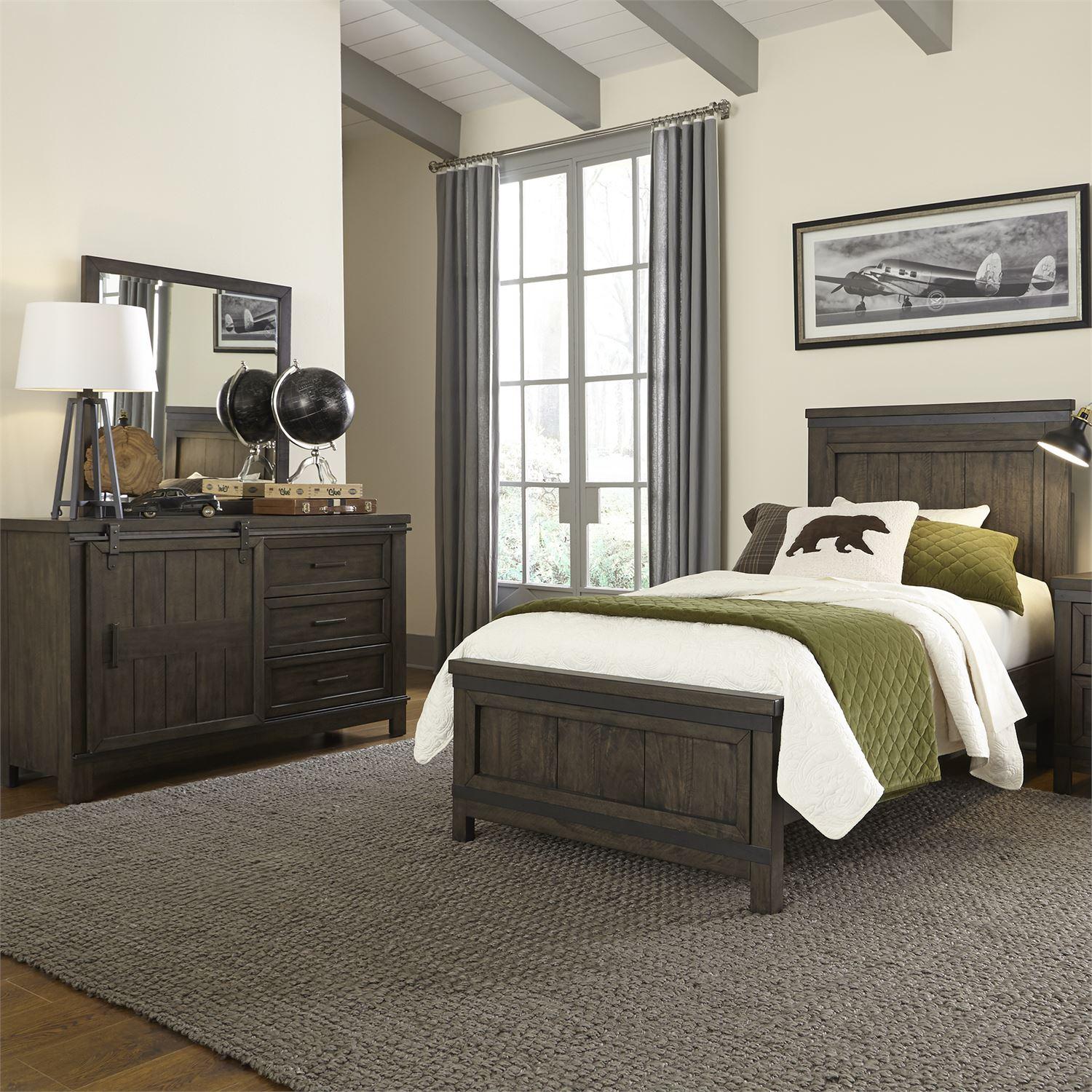 

    
Rustic Gray Panel Twin Bed Set 3 Pcs Thornwood Hills (759-YBR) Liberty Furniture
