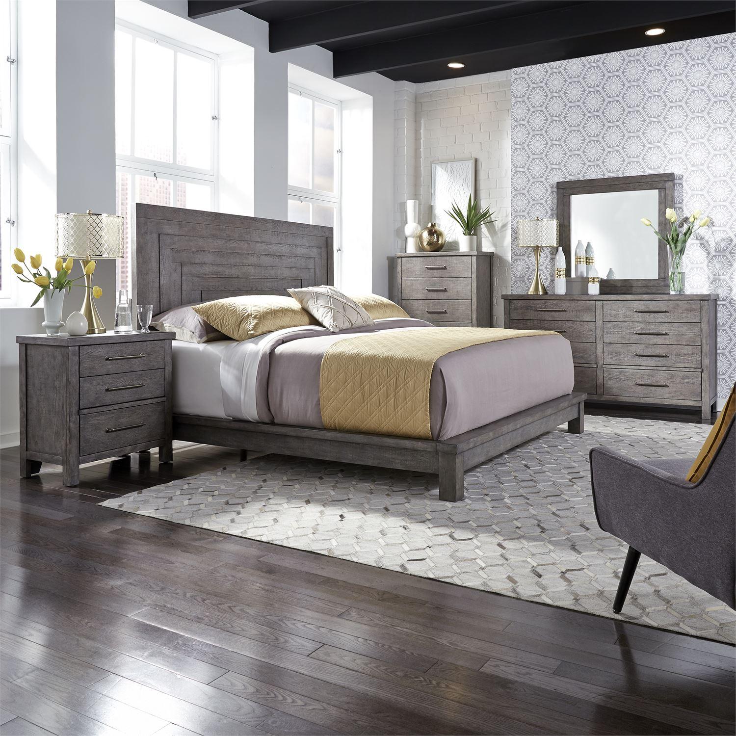 

    
Dusty Charcoal Queen Platform Bed Set 5 Modern Farmhouse by Liberty Furniture

