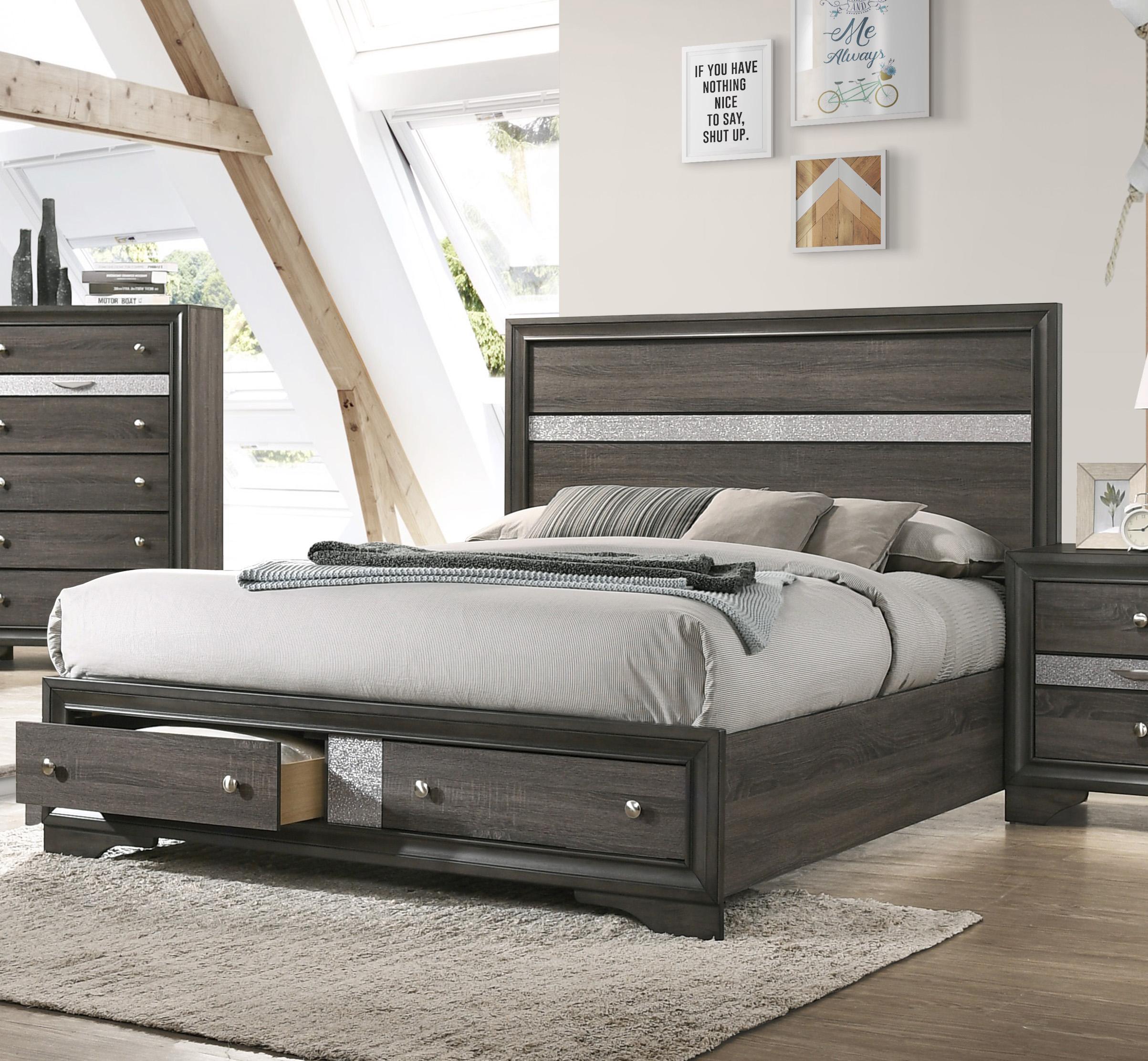 

    
 Photo  Gray Wood Queen Storage Bedroom Set 5Pcs w/ Chest Contemporary Naima 25970Q Acme

