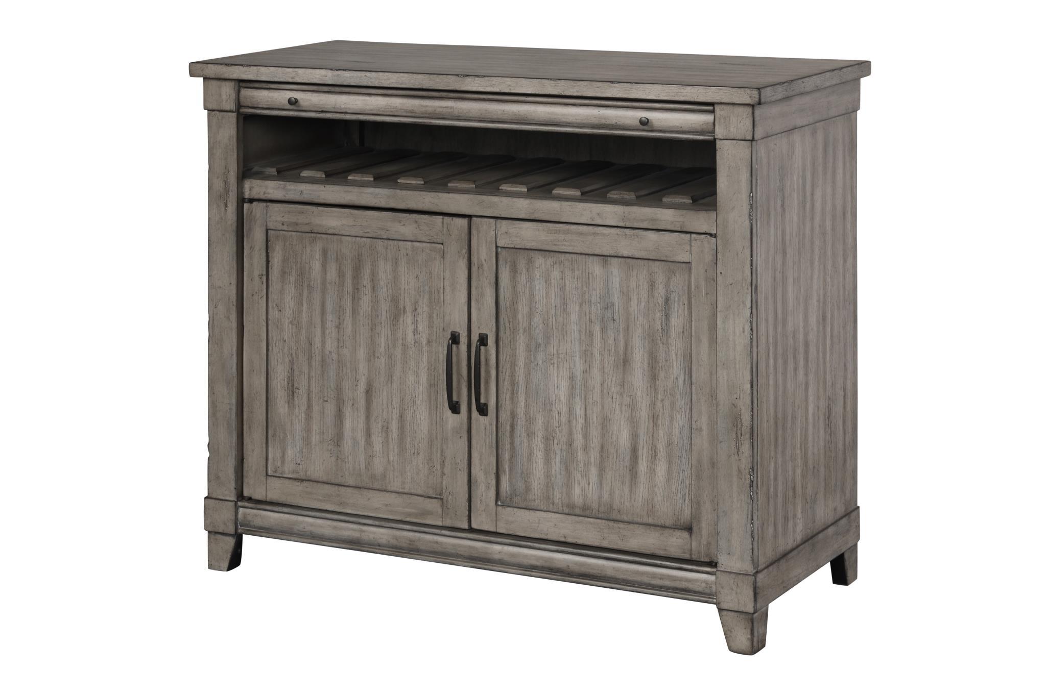 

    
Gray Wood Wine Console by Bernards Furniture 1284-522
