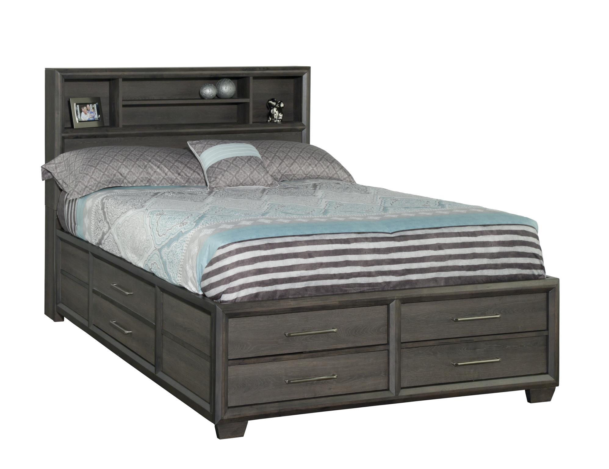Contemporary, Modern Bookcase Bed Lombard 1913-111 in Gray, Brown 