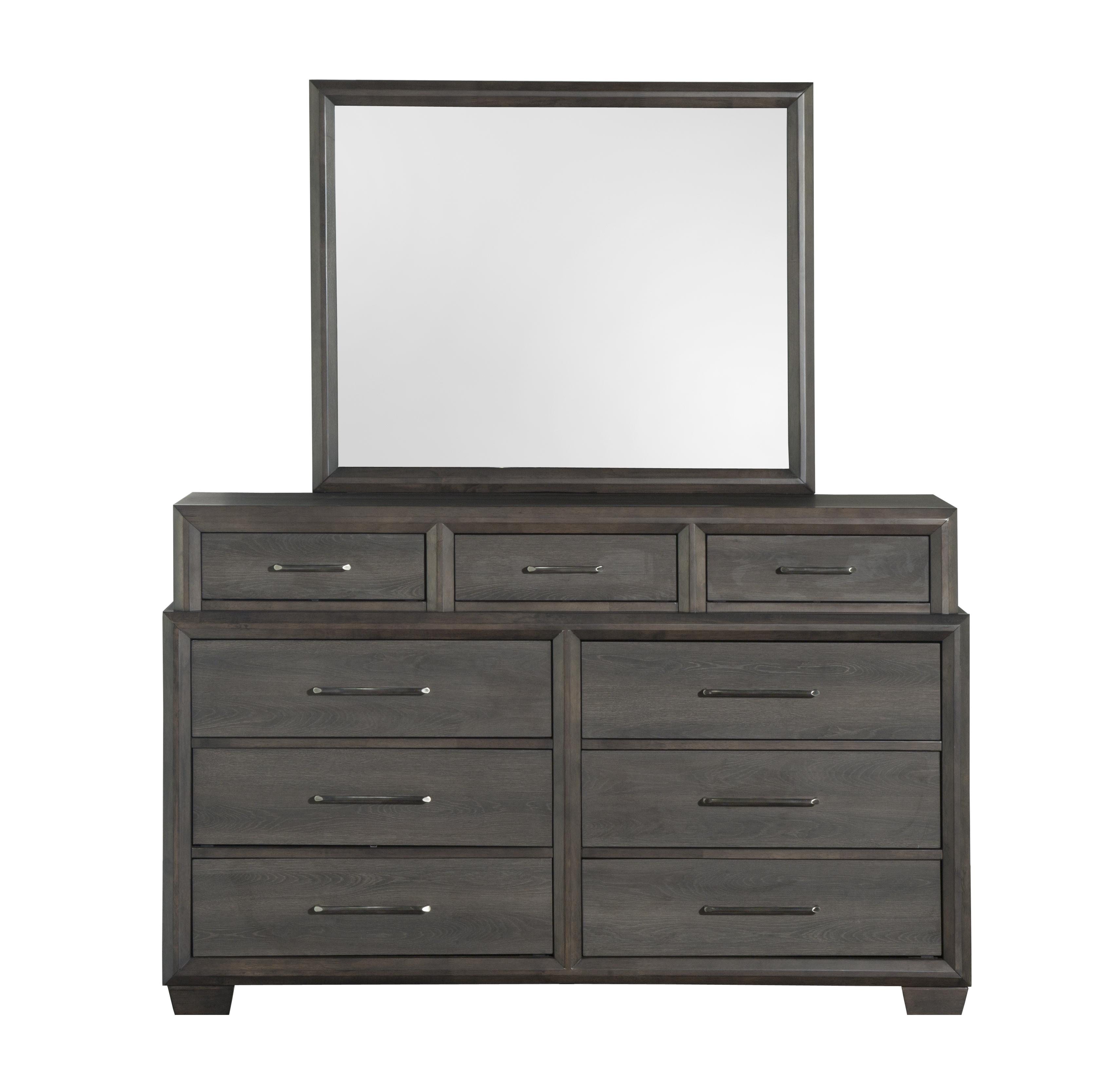 Contemporary, Modern Dresser With Mirror Lombard 1913-130-2pcs in Gray, Brown 