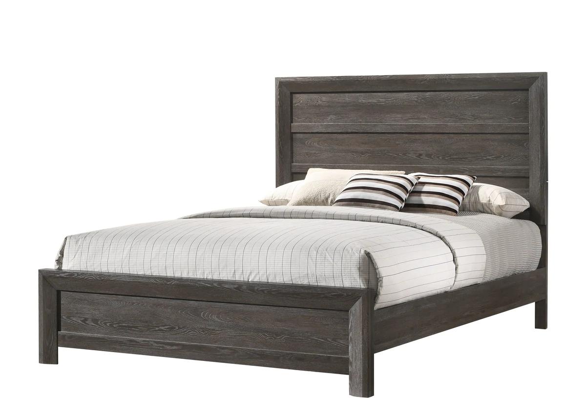 Contemporary, Rustic Panel Bed Adalaide B6700-K-Bed in Grayish Brown 
