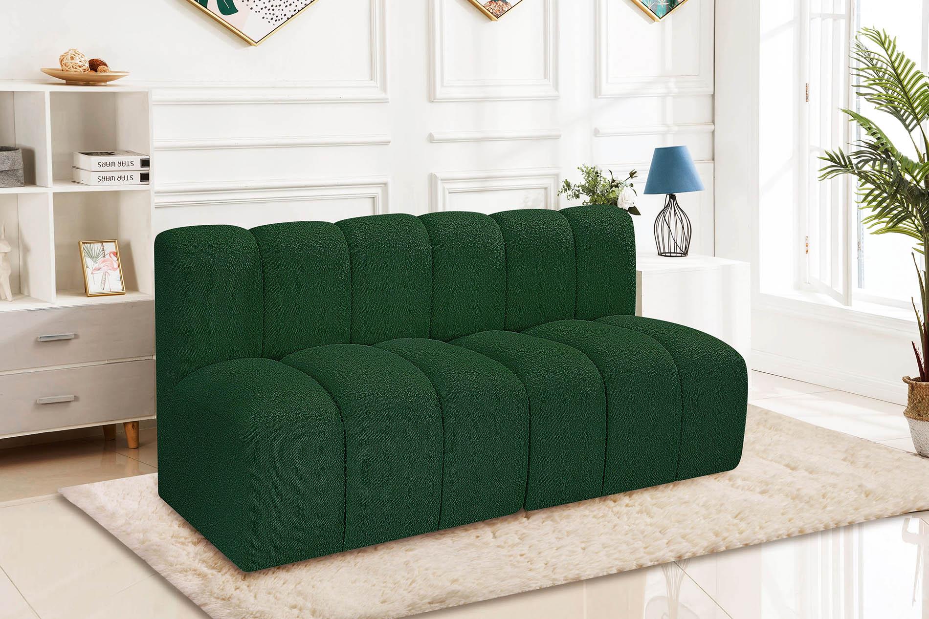 

    
Green Boucle Channel Tufted Modular Sofa ARC 102Green-S2A Meridian Contemporary
