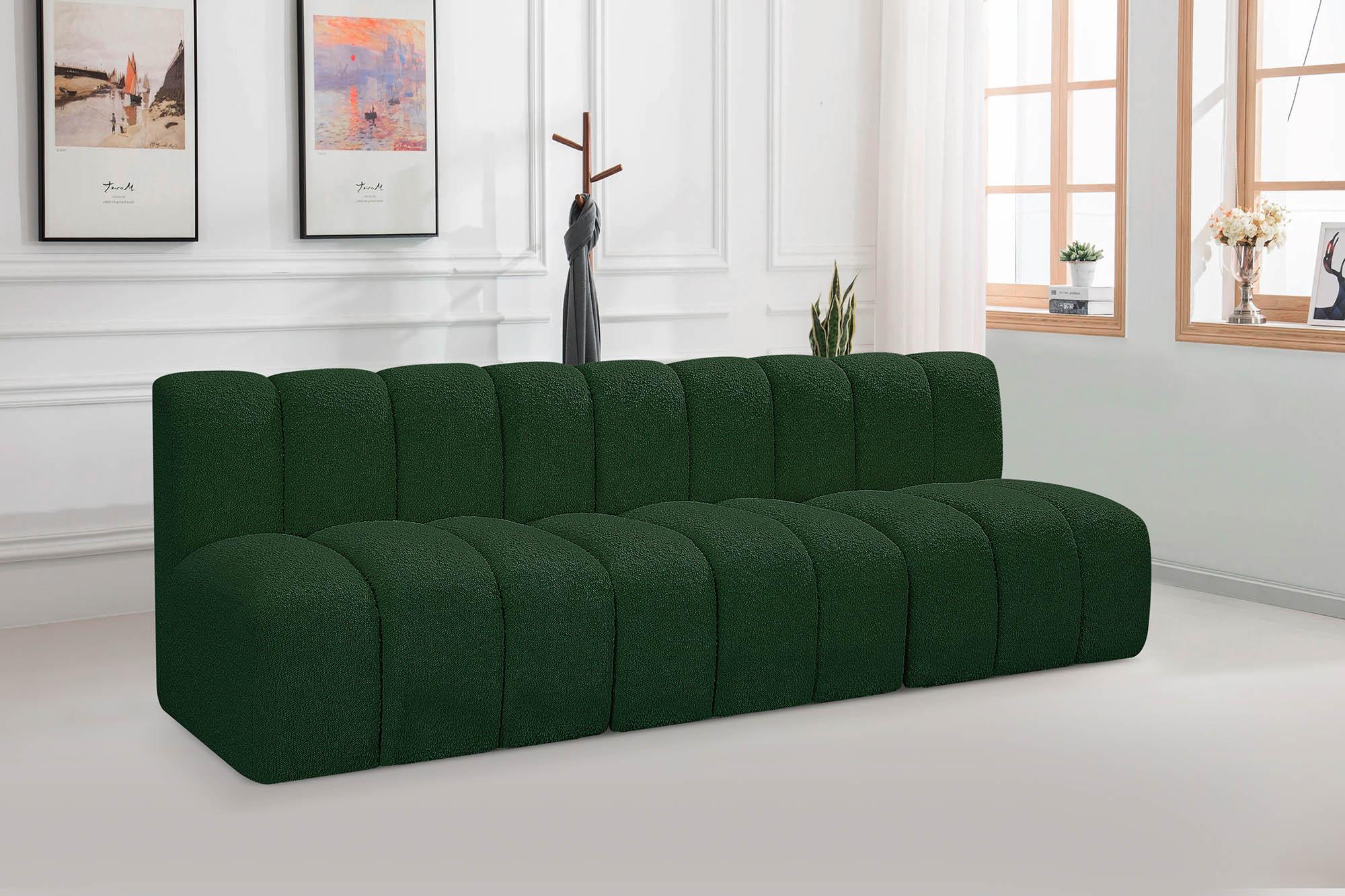 

    
Green Boucle Channel Tufted Modular Sofa ARC 102Green-S3F Meridian Contemporary
