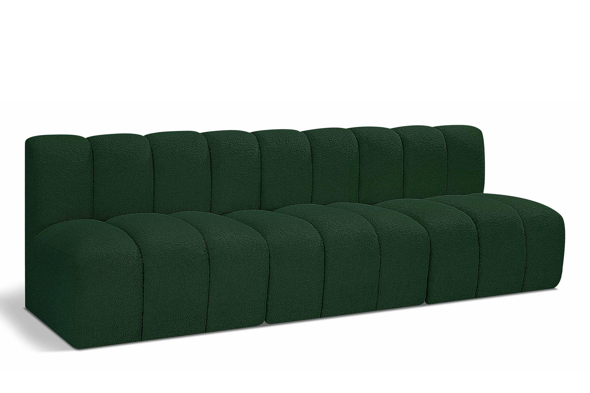 

    
Green Boucle Channel Tufted Modular Sofa ARC 102Green-S3F Meridian Contemporary
