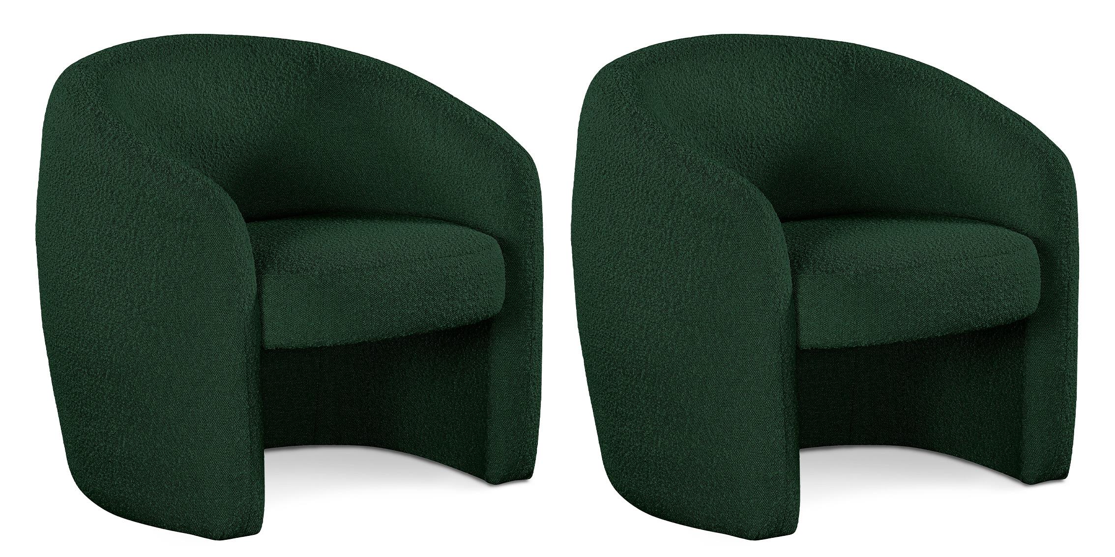 

    
Green Boucle Fabric Accent Chair Set 2Pcs ACADIA 543Green Meridian Contemporary
