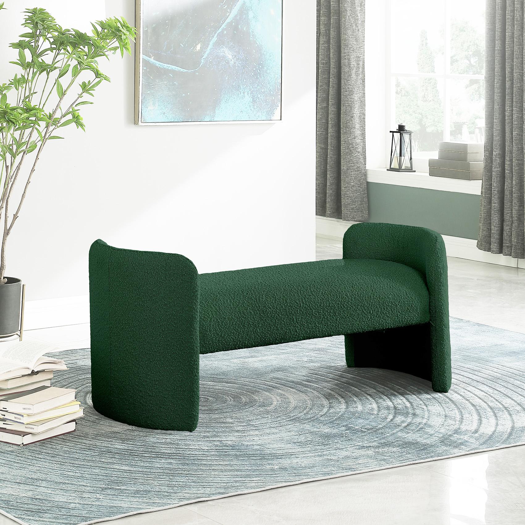 

    
Green Boucle Fabric Bench PEYTON 117Green Meridian Modern Contemporary
