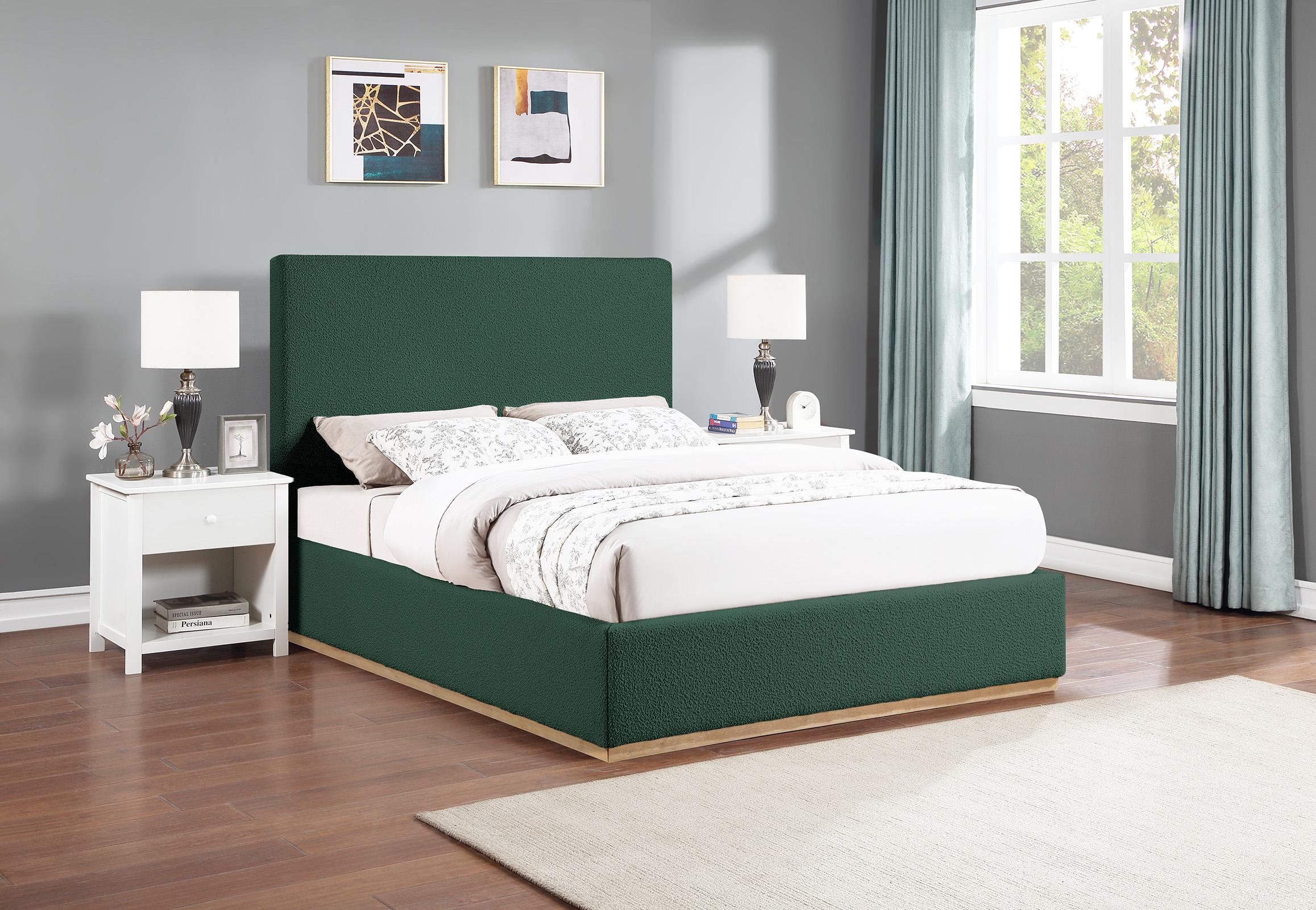 

    
Green Boucle Fabric Full Bed MONACO MonacoGreen-F Meridian Contemporary Modern
