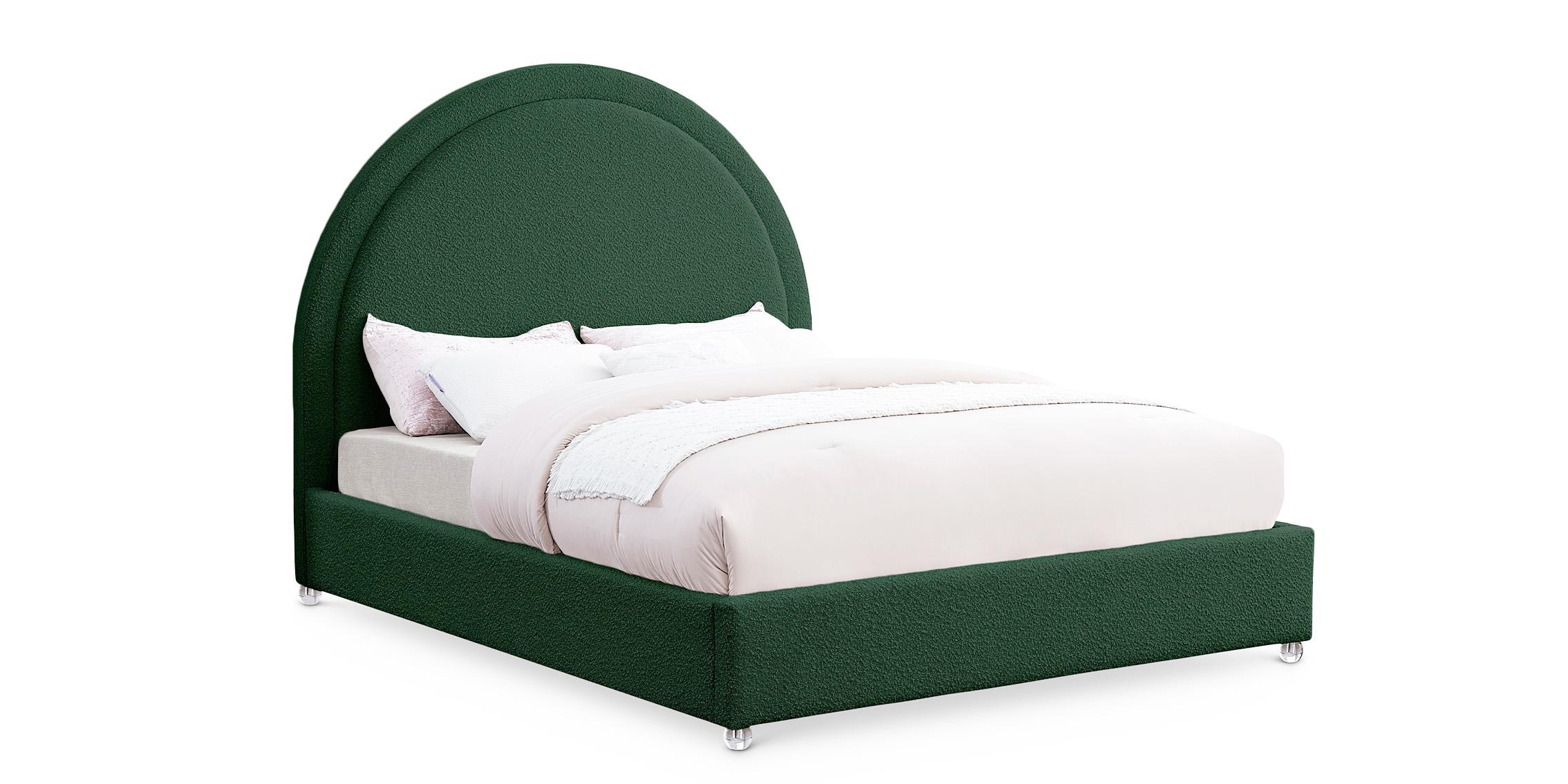 

    
Green Boucle Fabric King Bed MILO MiloGreen-K Meridian Contemporary Modern
