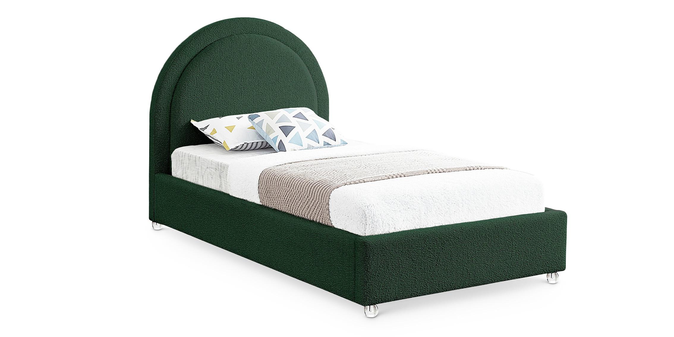 

    
Green Boucle Fabric Twin Bed MILO MiloGreen-T Meridian Contemporary Modern
