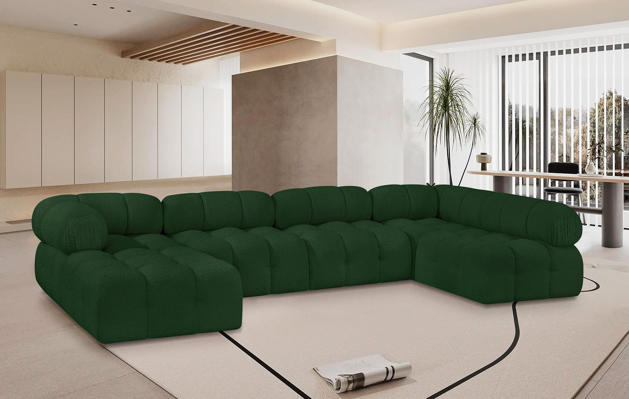 

    
Green Boucle Modular Sectional Sofa AMES 611Green-Sec6A Meridian Modern
