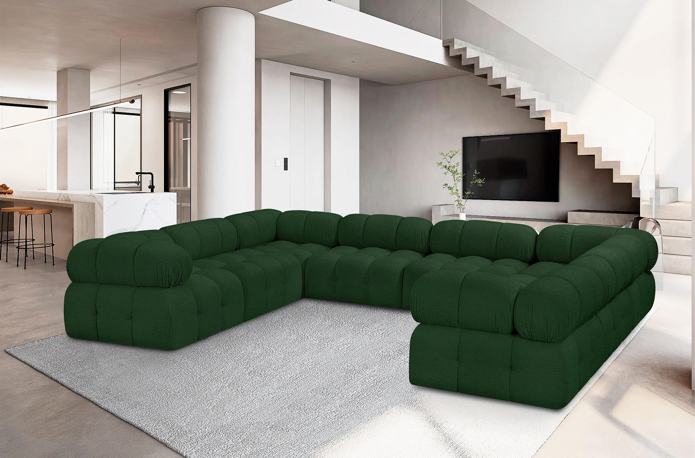 

    
Green Boucle Modular Sectional Sofa AMES 611Green-Sec8A Meridian Modern
