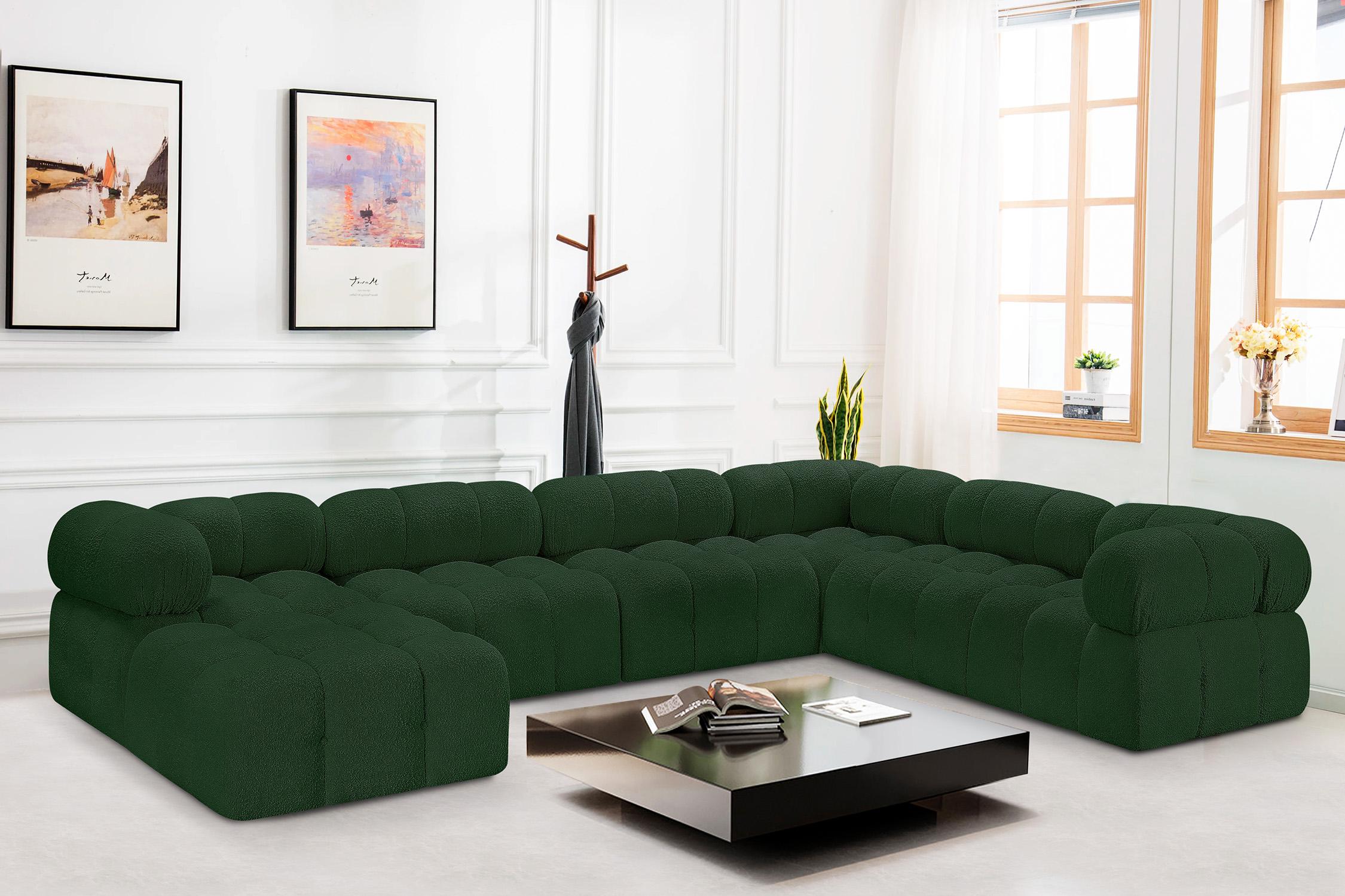 

    
Green Boucle Modular Sectional Sofa AMES 611Green-Sec7E Meridian Modern
