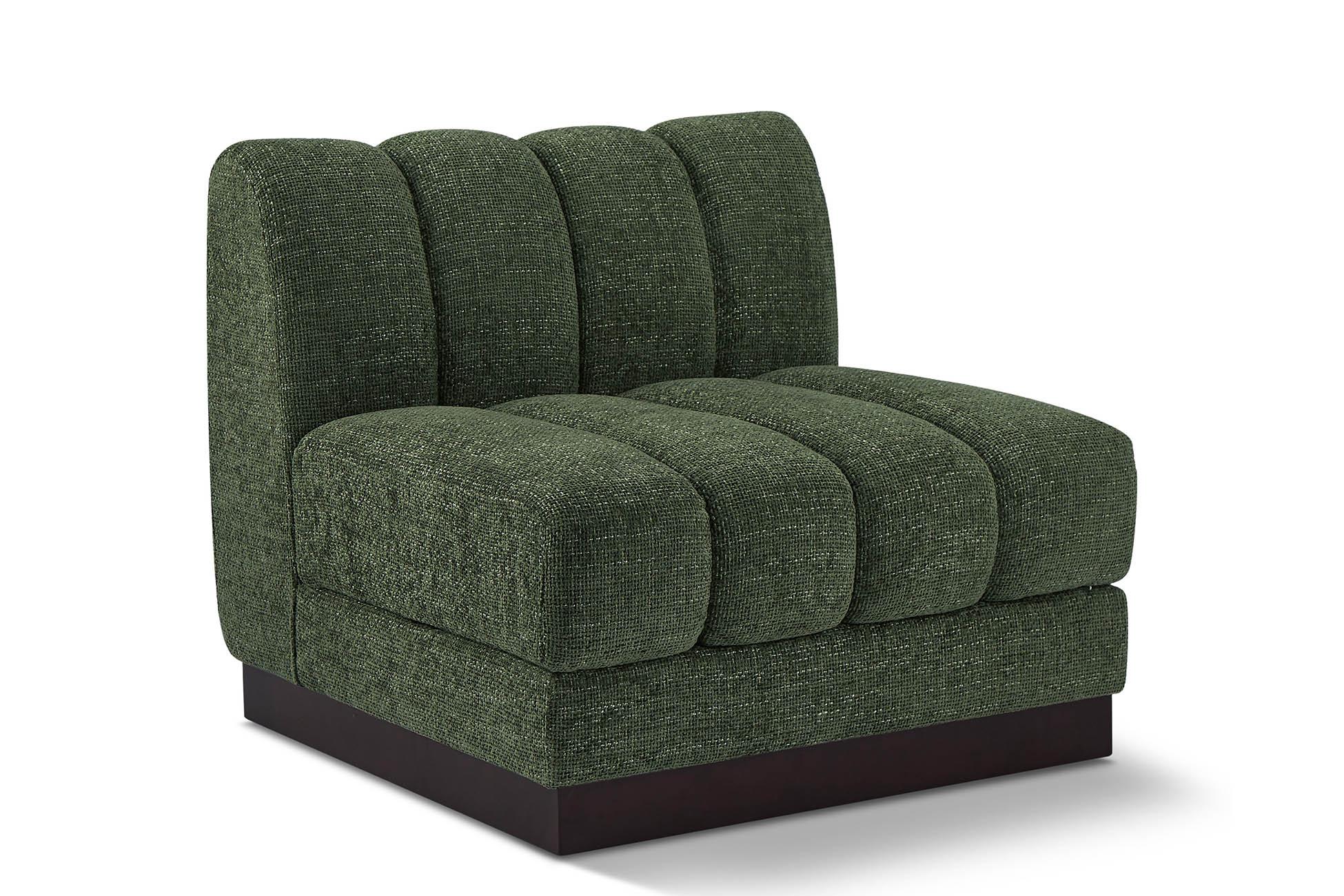 

    
Green Chenille Armless Chair QUINN 124Green-Armless Meridian Contemporary
