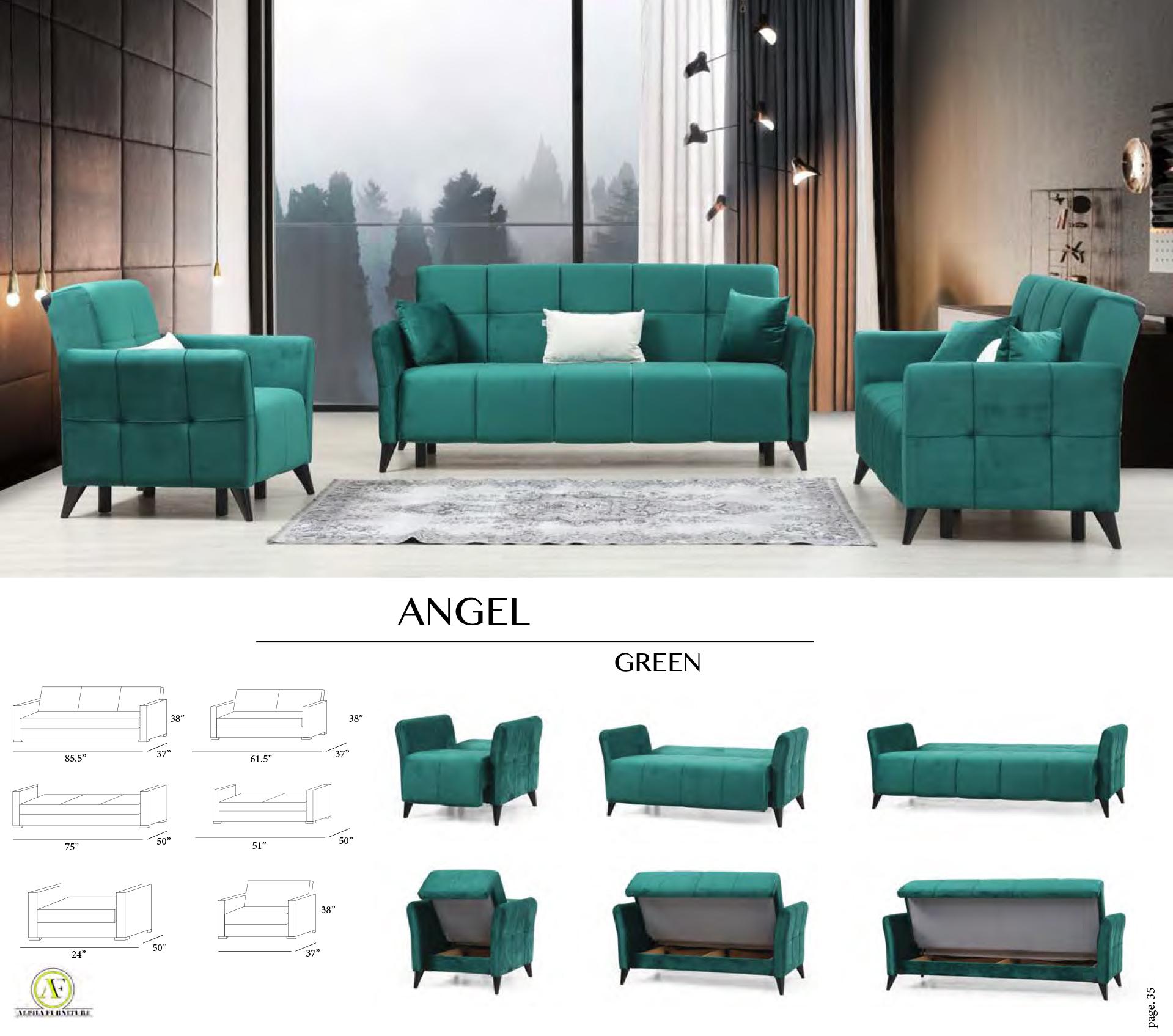 

    
Green Chenille Fabric Sofa Bed Contemporary Alpha Furniture Angel
