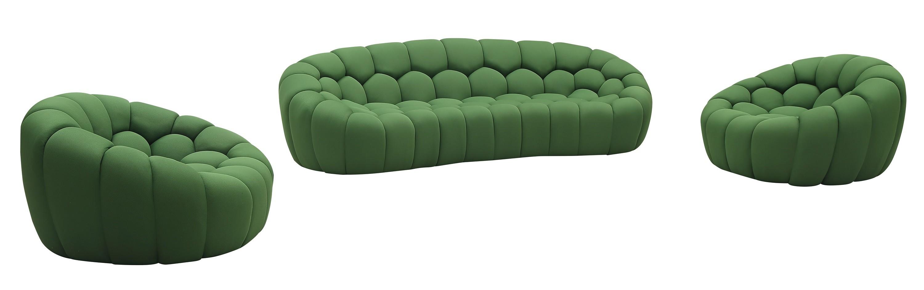 Contemporary Sofa Set Fantasy SKU 18442-GN-3PC in Green Fabric
