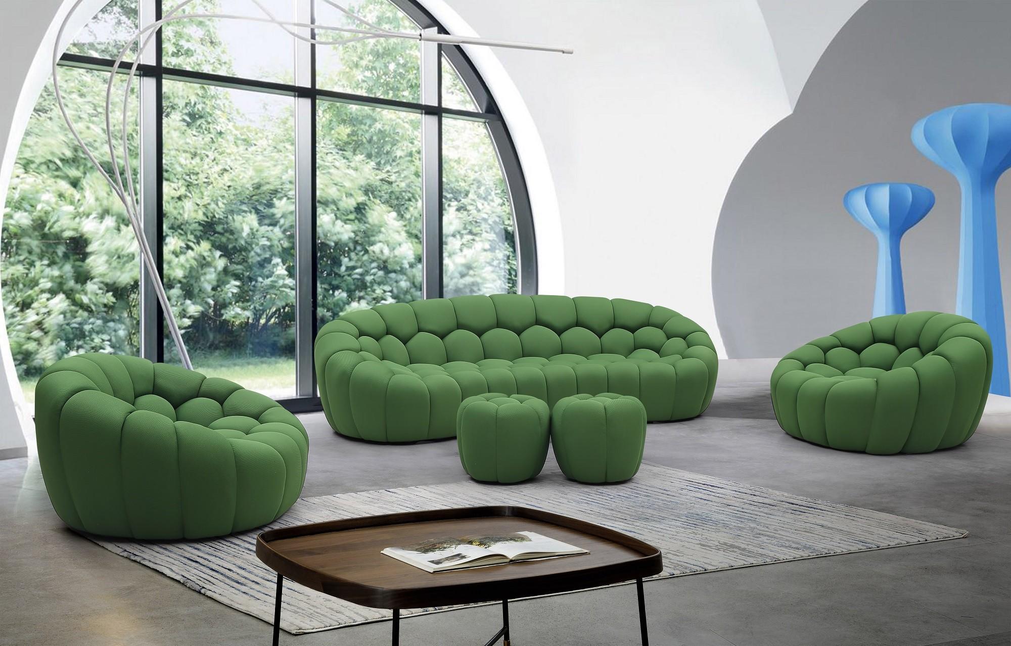 

    
 Shop  Green Fabric Rounded Shape Sofa Set 3Pcs Contemporary J&M Fantasy

