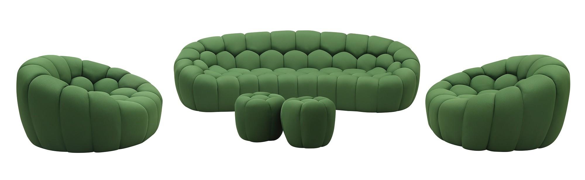 

    
Green Fabric Rounded Shape Sofa Set 5Pcs Contemporary J&M Fantasy
