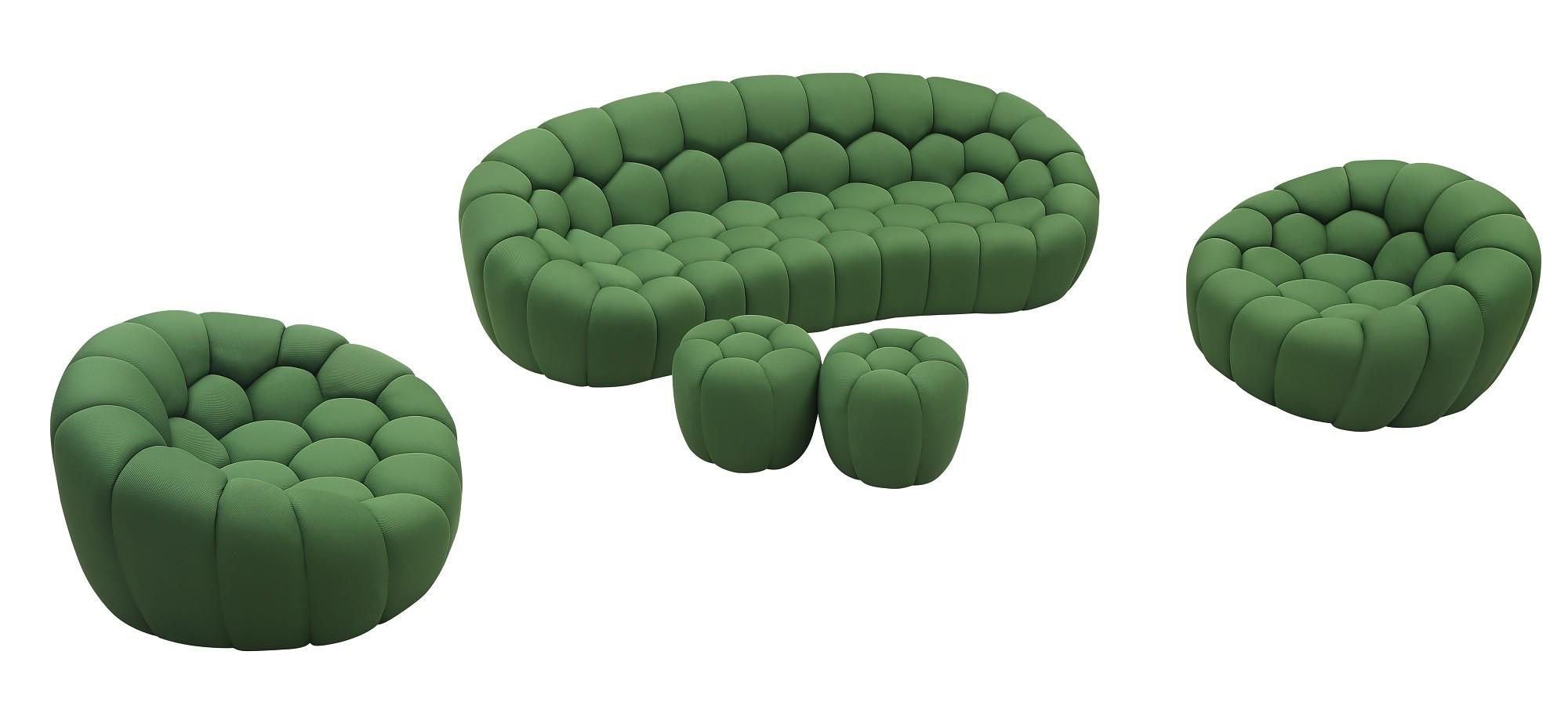 

    
Green Fabric Rounded Shape Sofa Set 5Pcs Contemporary J&M Fantasy
