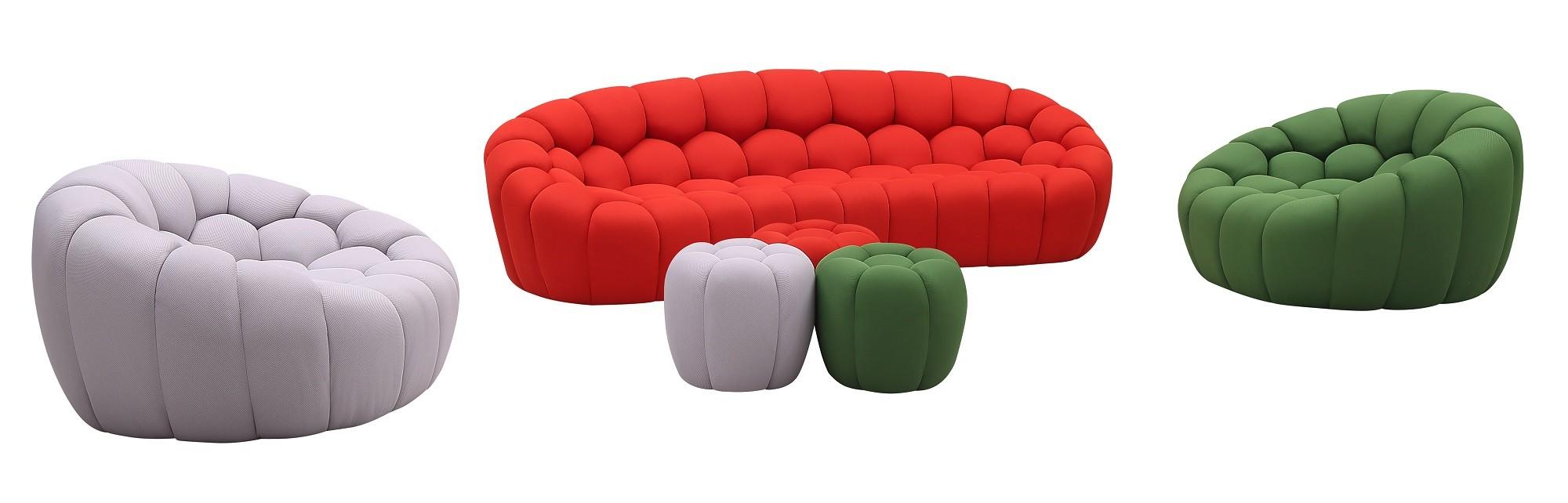 

    
Green Red & Light Gray Fabric Rounded Shape Sofa Set 5Pcs Contemporary J&M Fantasy
