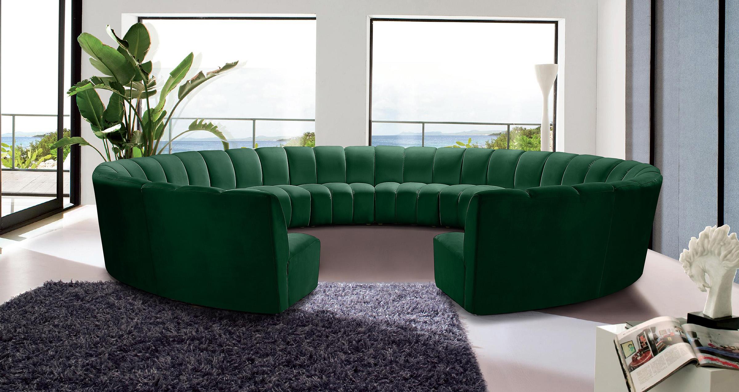 

    
Green Velvet Modular Sectional Sofa INFINITY 638Green-12PC Meridian Modern
