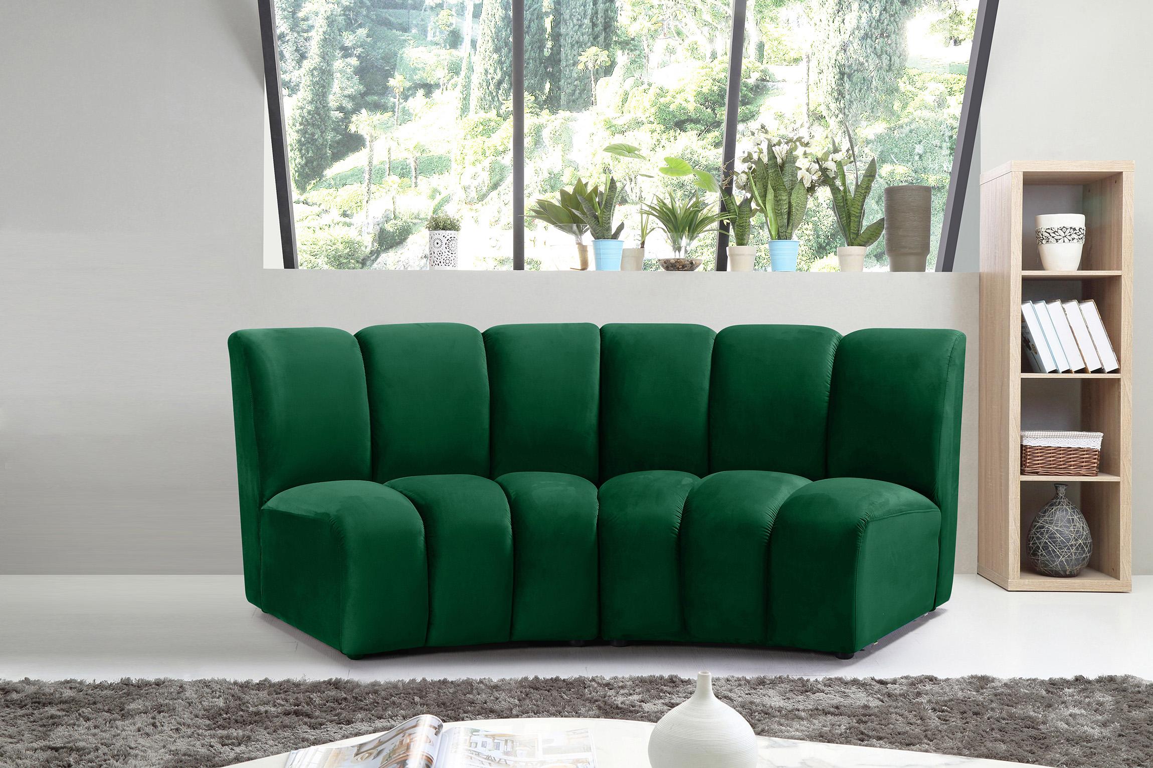 

    
Green Velvet Modular Sectional Sofa INFINITY 638Green-2PC Meridian Modern
