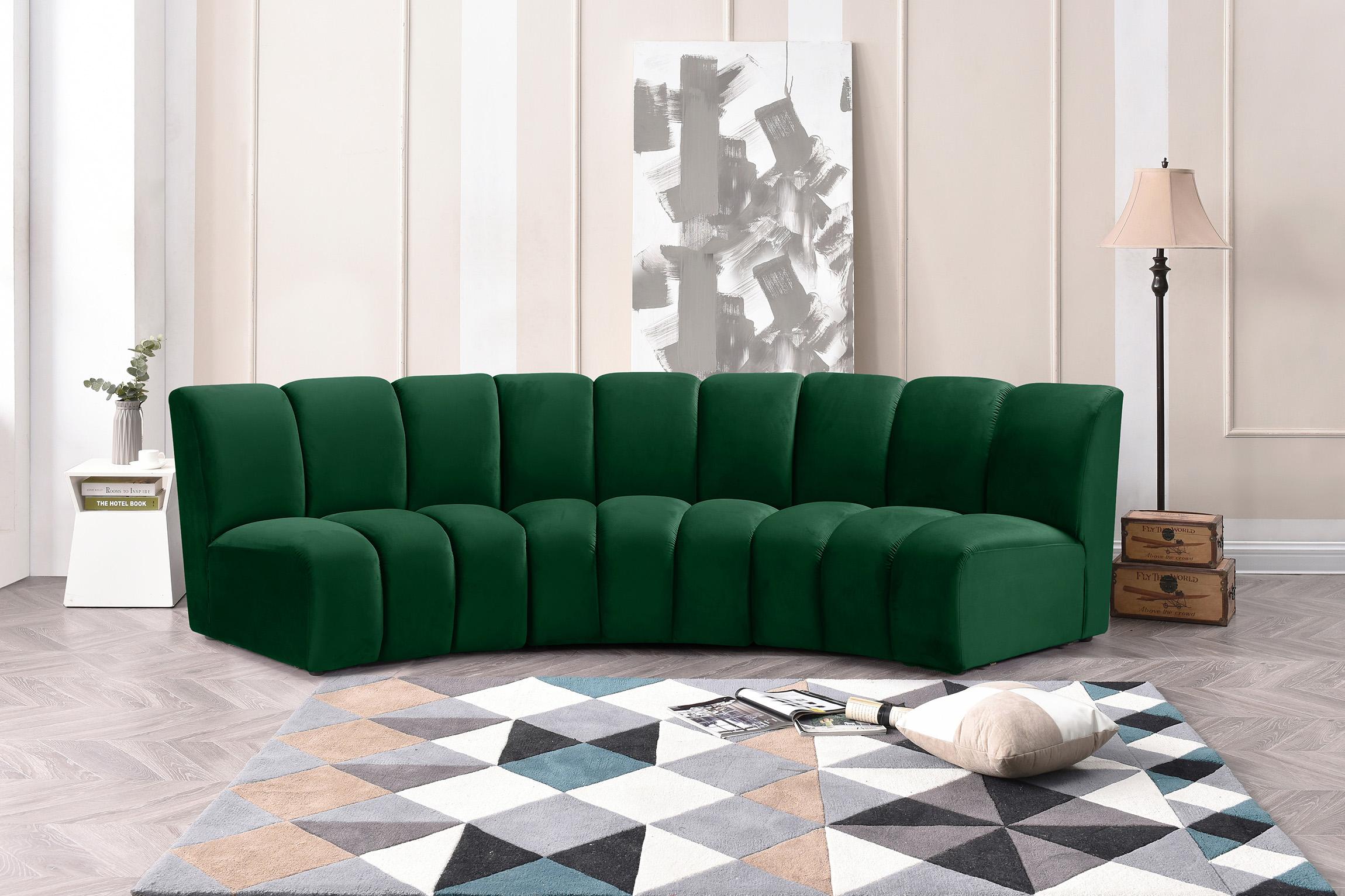 

    
Green Velvet Modular Sectional Sofa INFINITY 638Green-3PC Meridian Modern
