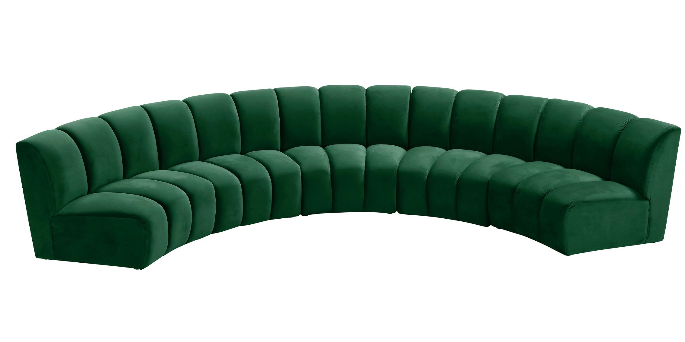 

    
Green Velvet Modular Sectional Sofa INFINITY 638Green-5PC Meridian Modern
