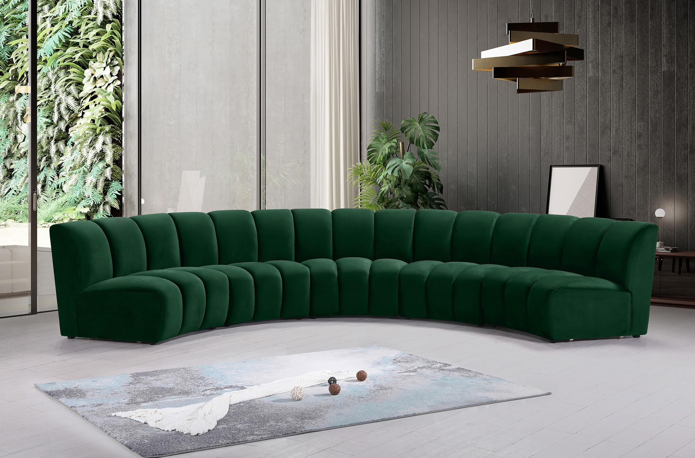 

    
Green Velvet Modular Sectional Sofa INFINITY 638Green-5PC Meridian Modern
