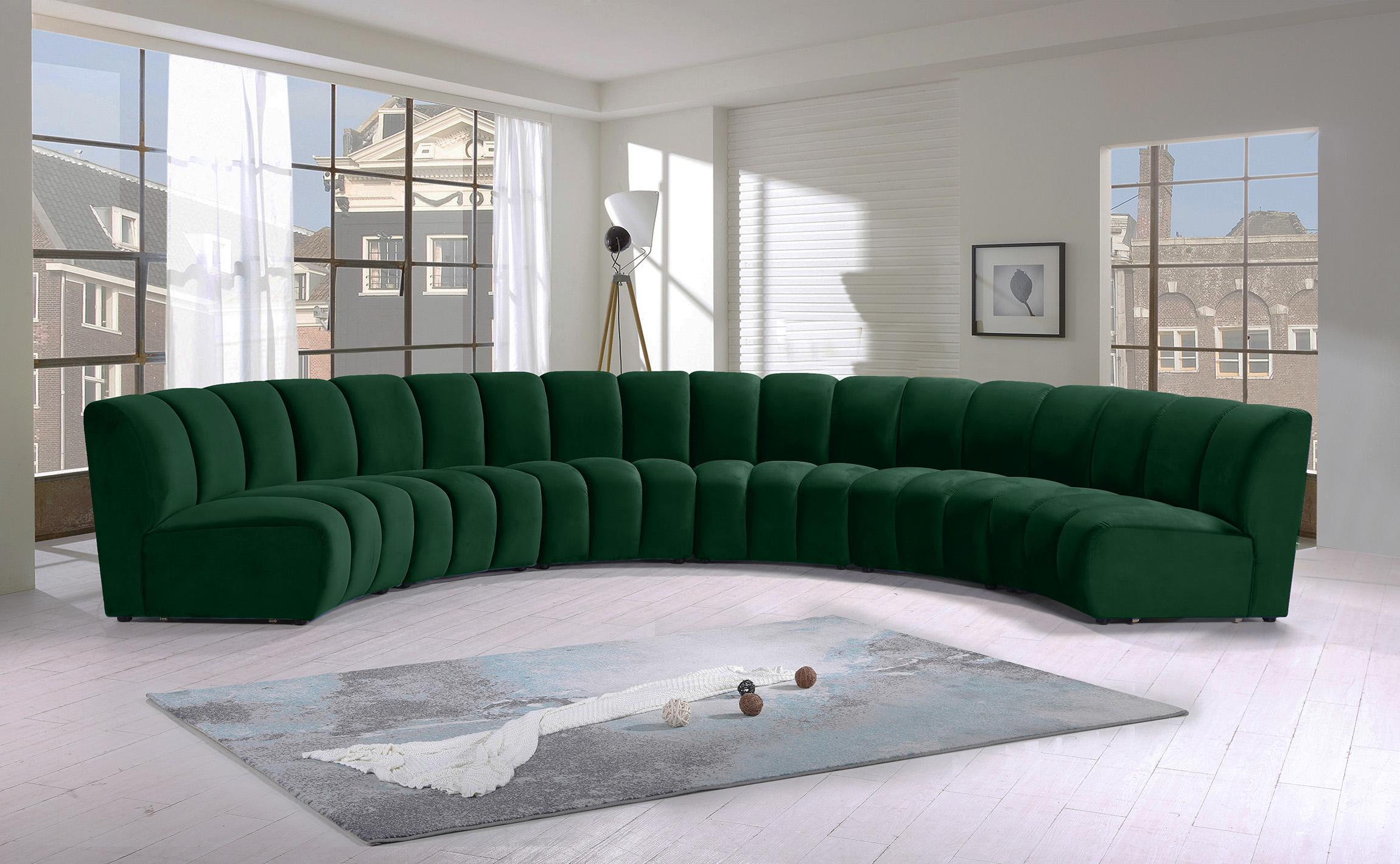

    
Green Velvet Modular Sectional Sofa INFINITY 638Green-6PC Meridian Modern
