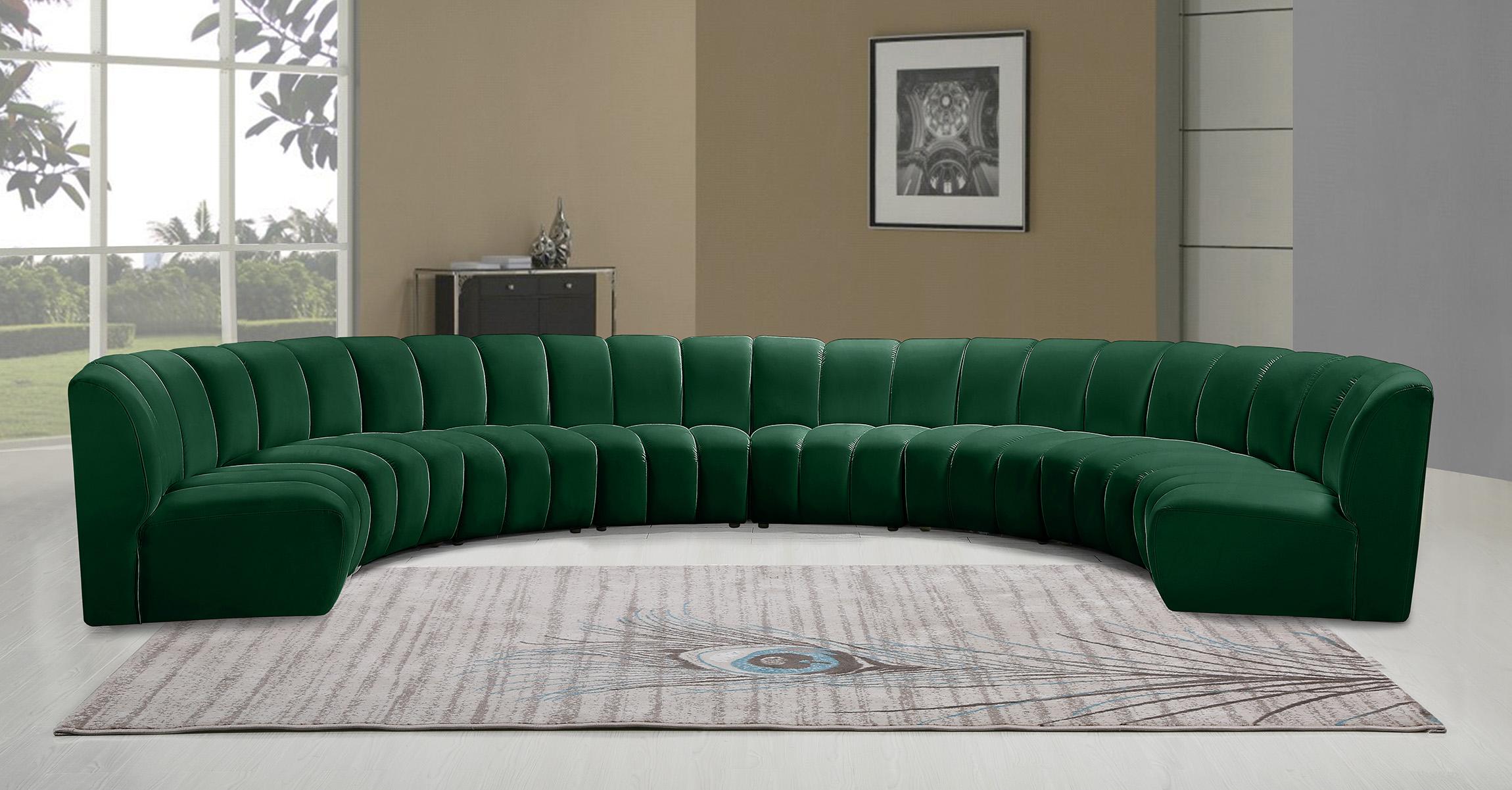 

    
Green Velvet Modular Sectional Sofa INFINITY 638Green-8PC Meridian Modern
