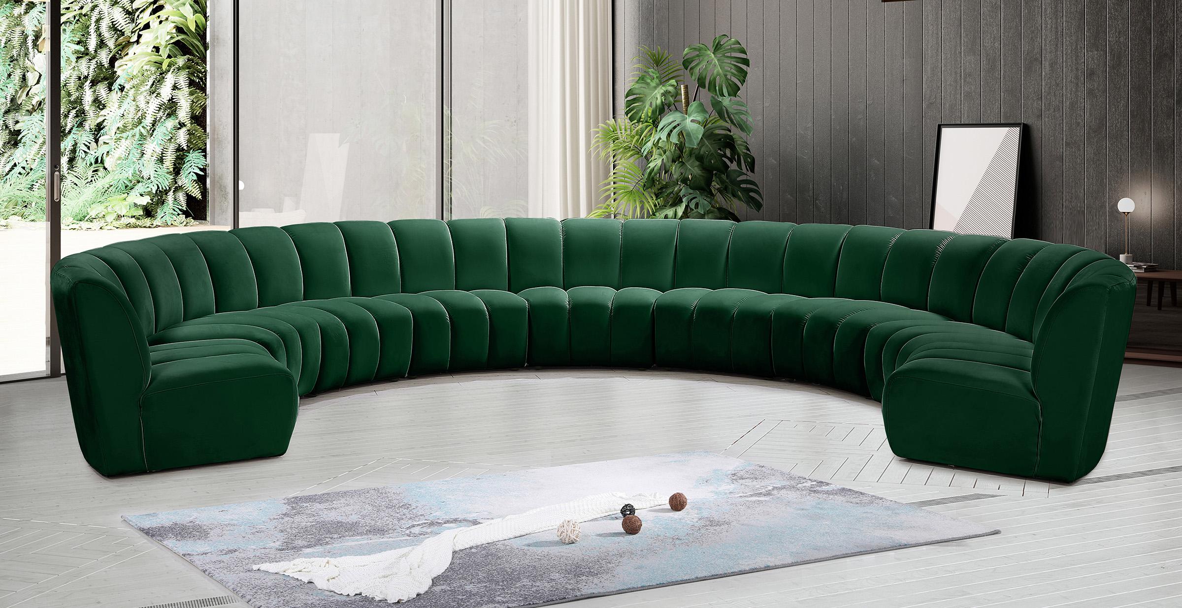 

    
Green Velvet Modular Sectional Sofa INFINITY 638Green-9PC Meridian Modern
