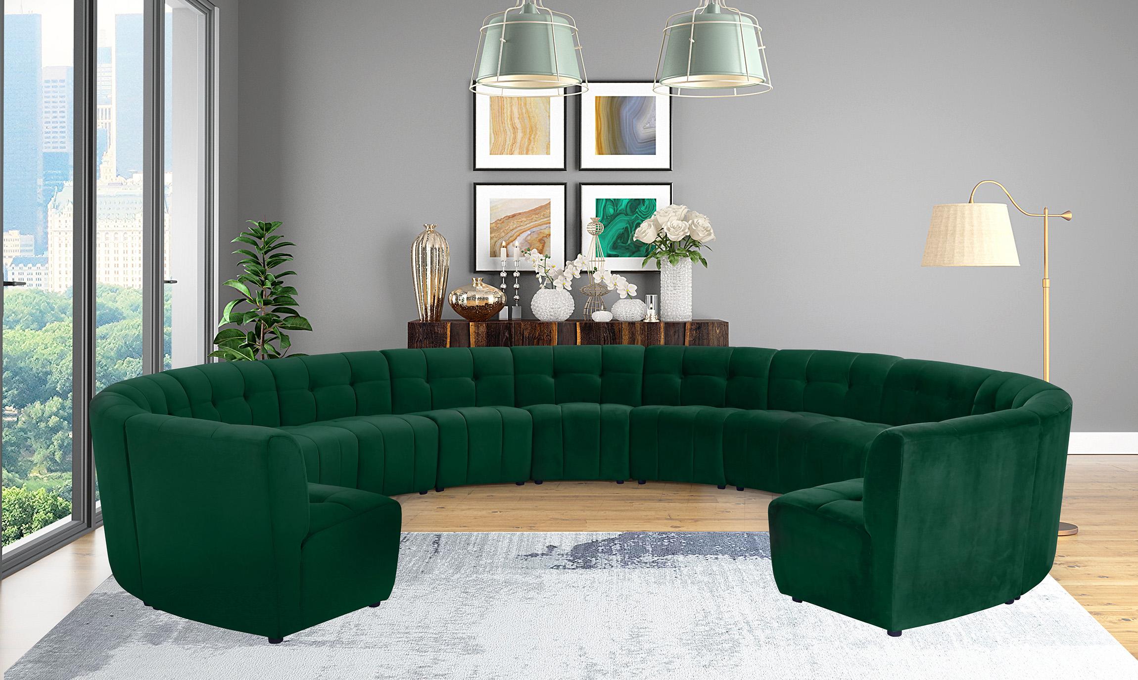

    
GREEN Velvet Modular Sectional Sofa LIMITLESS 645Green-13PC Meridian Modern

