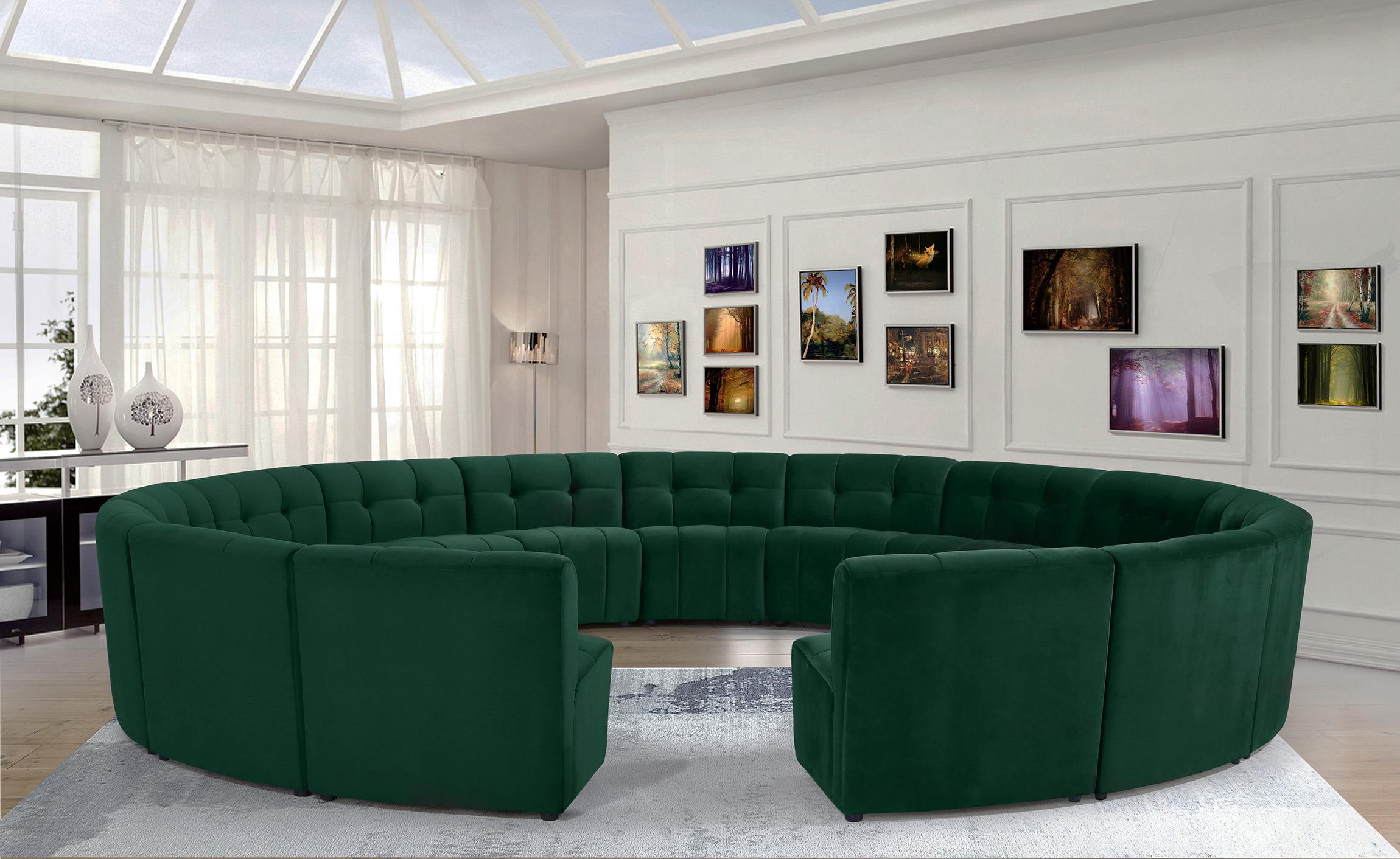 

    
GREEN Velvet Modular Sectional Sofa LIMITLESS 645Green-15PC Meridian Modern
