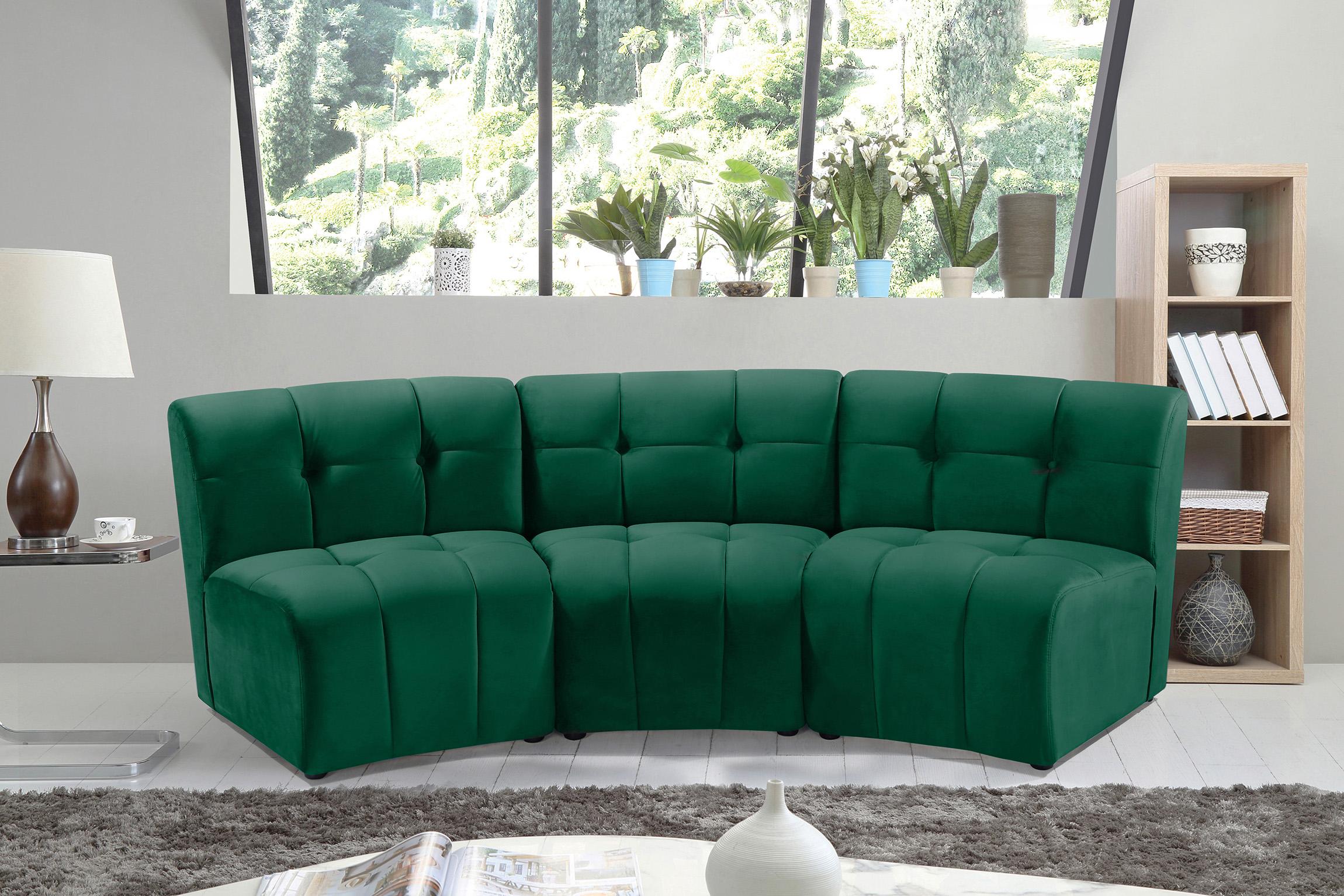 

    
GREEN Velvet Modular Sectional Sofa LIMITLESS 645Green-3PC Meridian Modern
