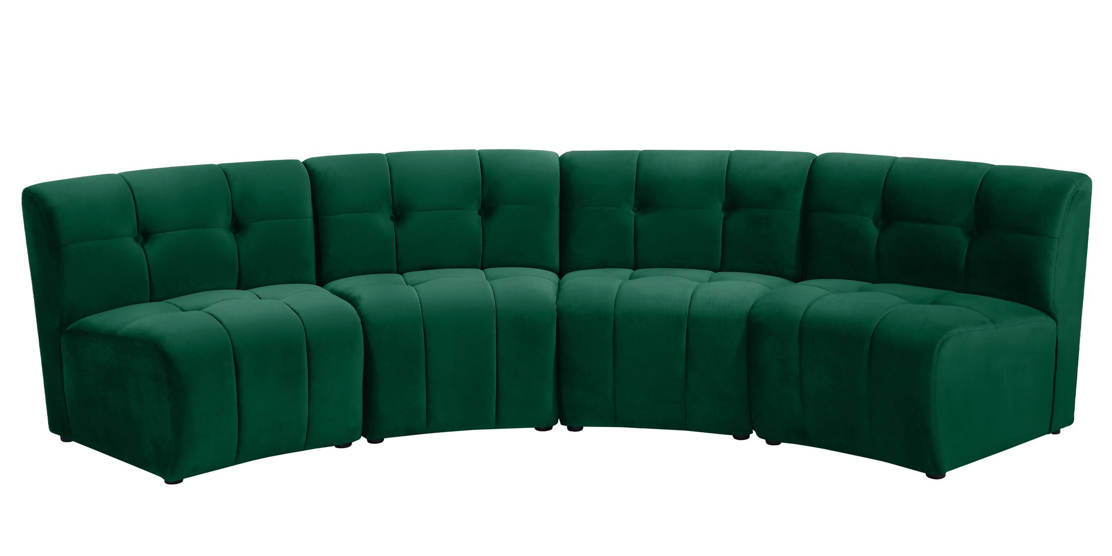 

    
GREEN Velvet Modular Sectional Sofa LIMITLESS 645Green-4PC Meridian Modern
