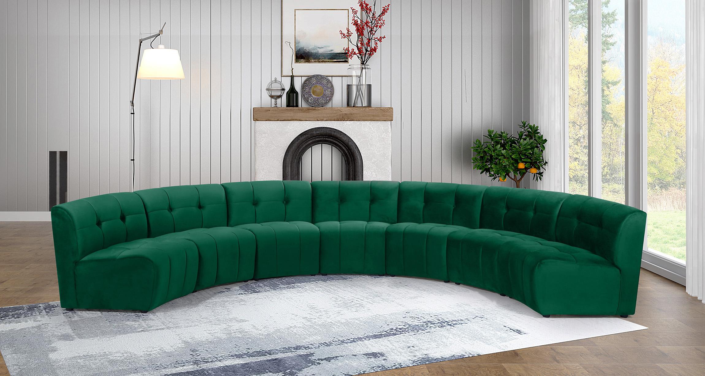 

    
GREEN Velvet Modular Sectional Sofa LIMITLESS 645Green-7PC Meridian Modern
