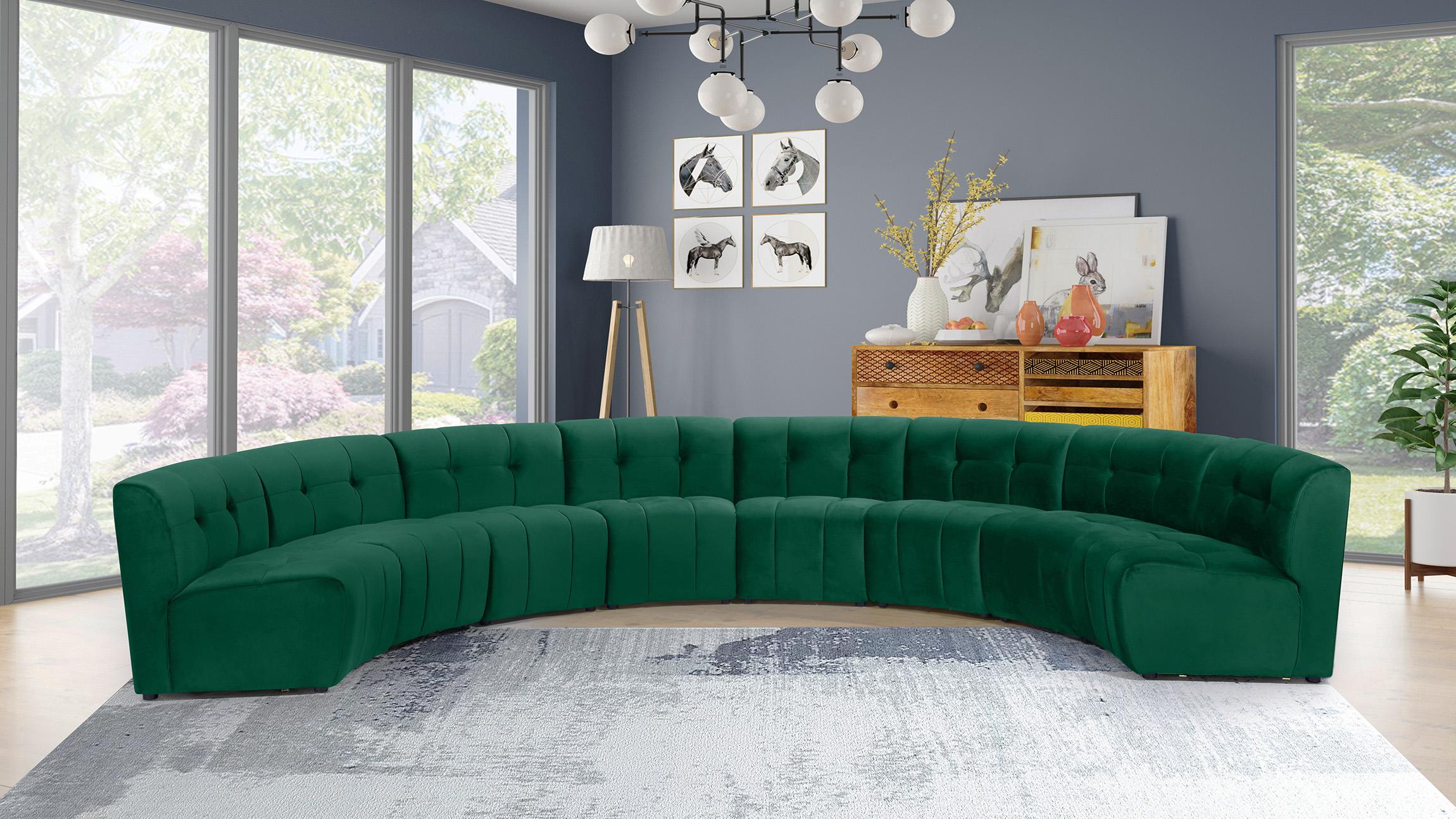 

    
GREEN Velvet Modular Sectional Sofa LIMITLESS 645Green-8PC Meridian Modern
