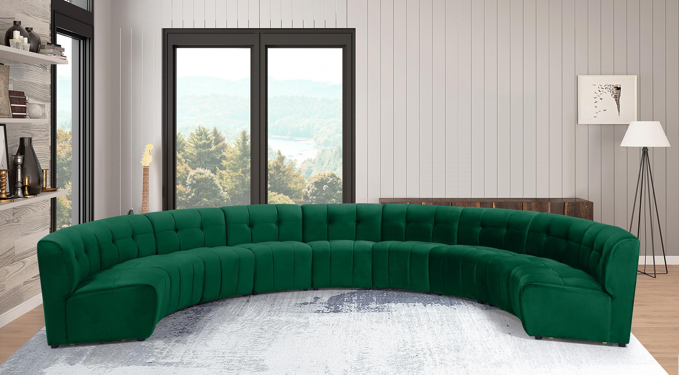 

    
GREEN Velvet Modular Sectional Sofa LIMITLESS 645Green-9PC Meridian Modern
