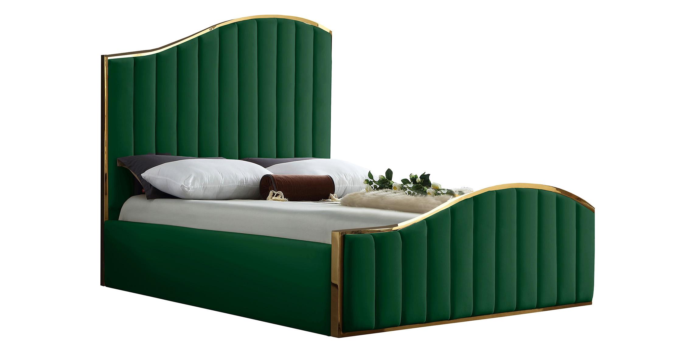 Contemporary, Modern Platform Bed JOLIE JolieGreen-K JolieGreen-K in Green Velvet